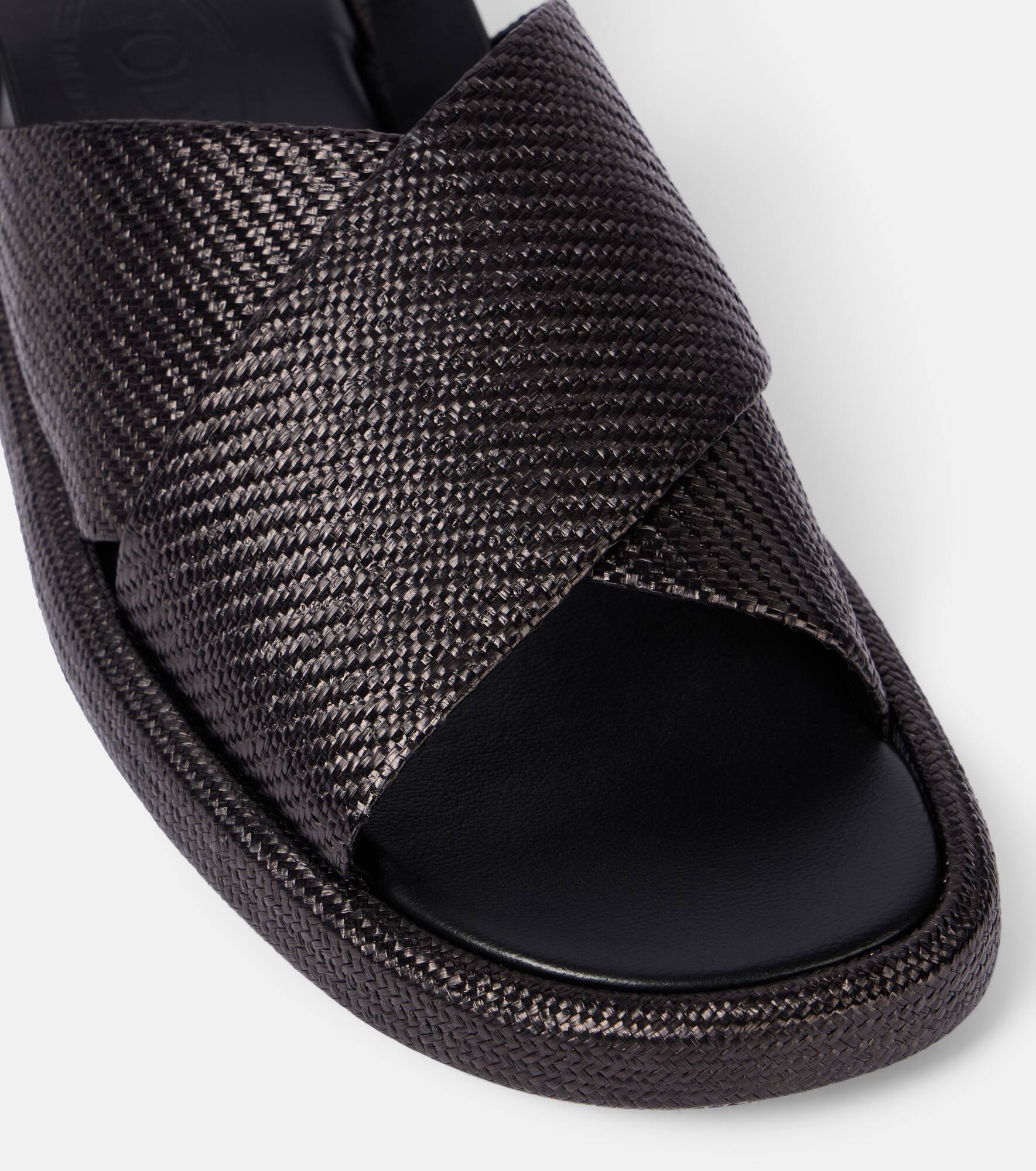 Woven leather-trimmed sandals - 5