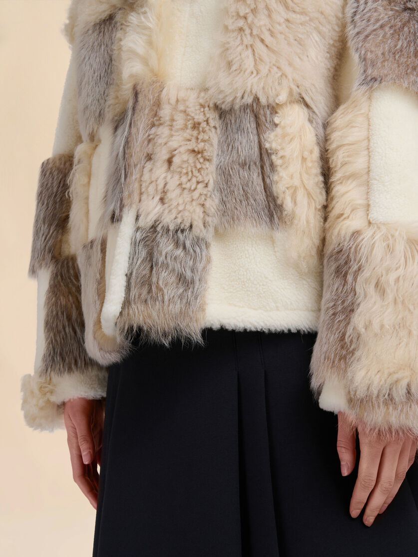 CREAM MIXED SHEARLING JACKET - 5
