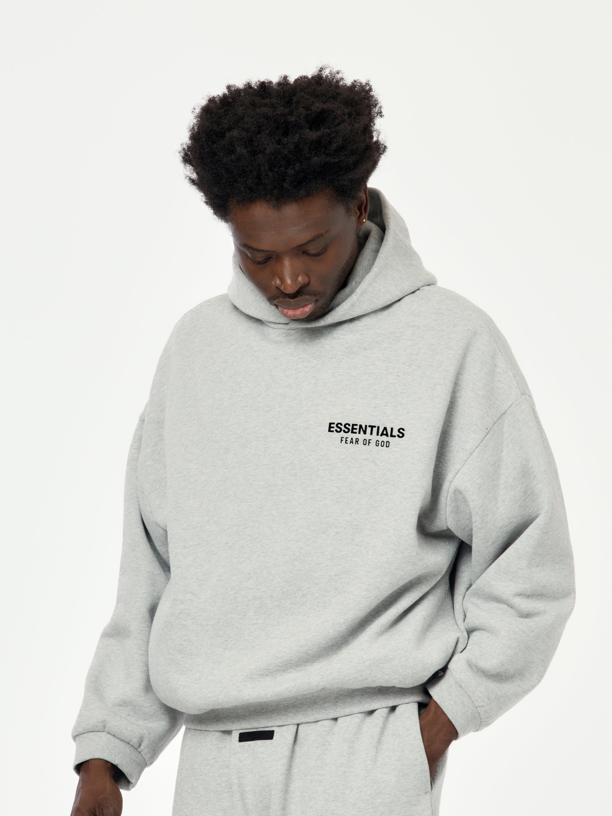 ESSENTIALS FLEECE HOODIE (LIGHT HEATHER GREY