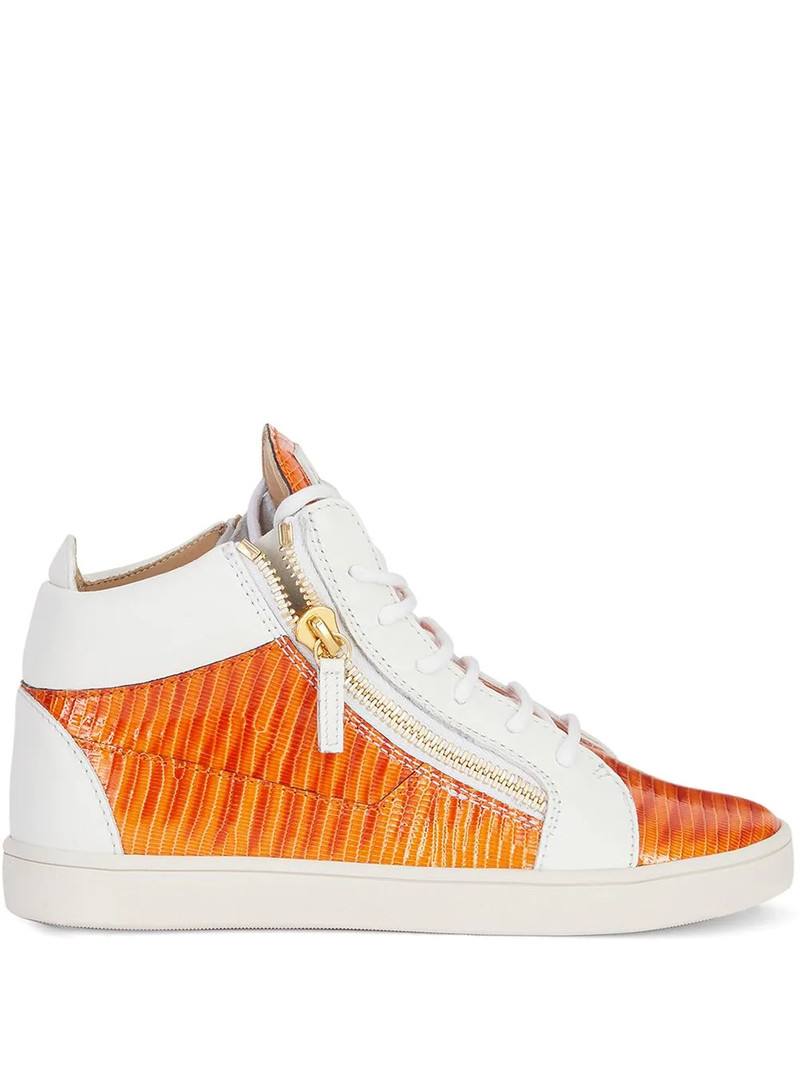 Kriss snakeskin-effect leather sneakers 1