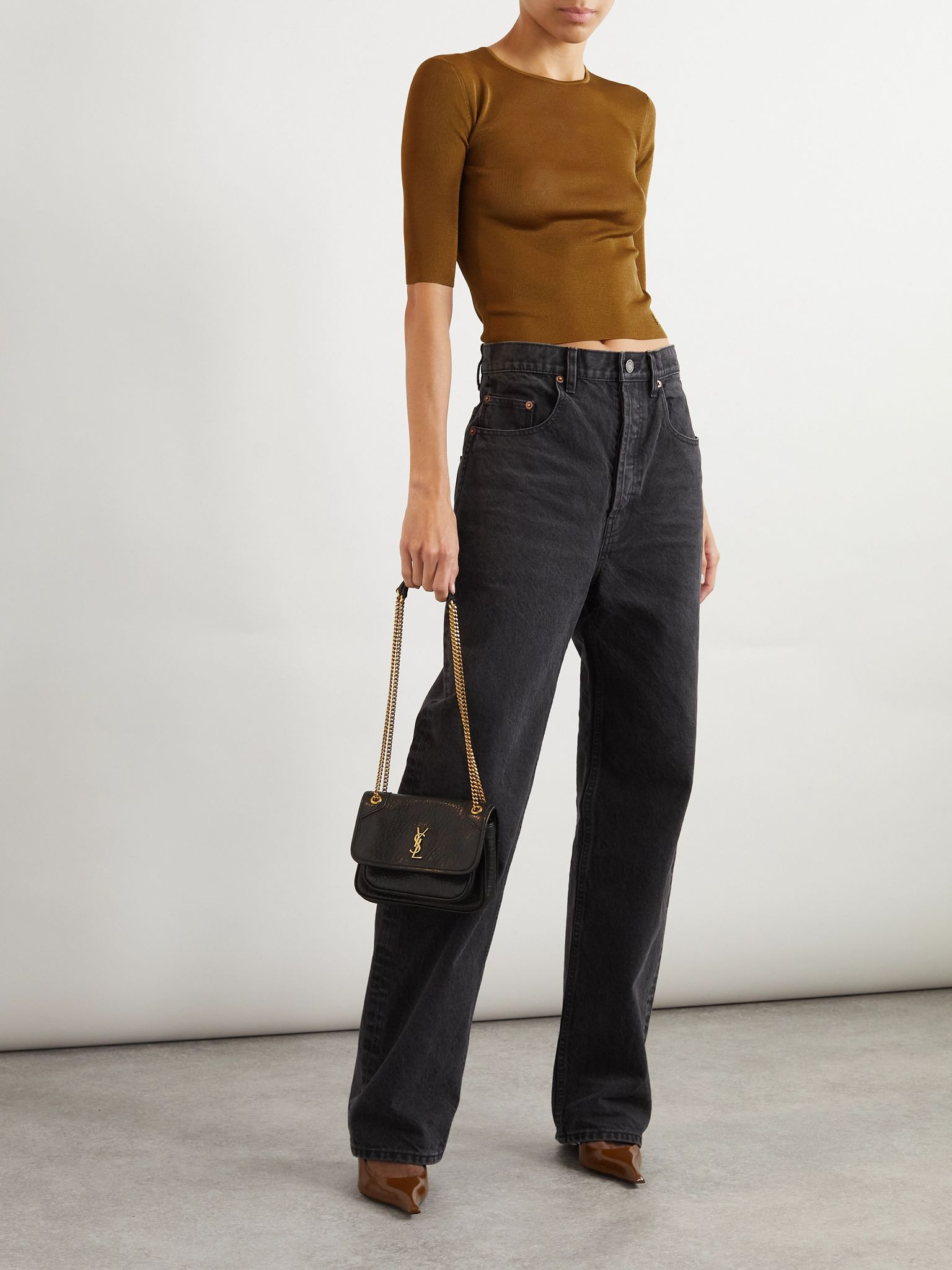 Embellished knitted top Brown - 2