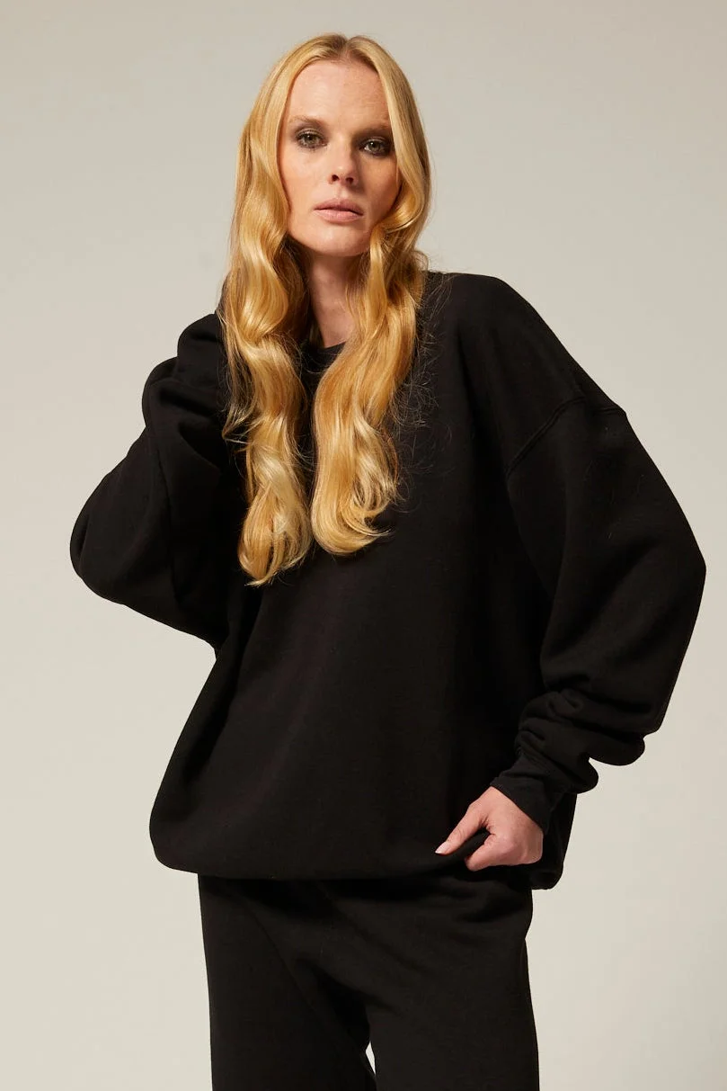BLACK OVERSIZED SWEATSHIRT - 1