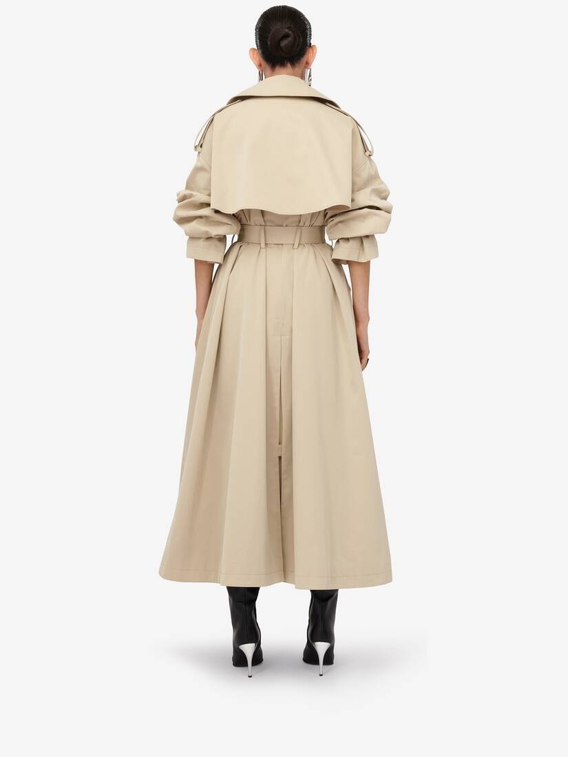 Women's Military Trench Coat in Pale Beige - 4