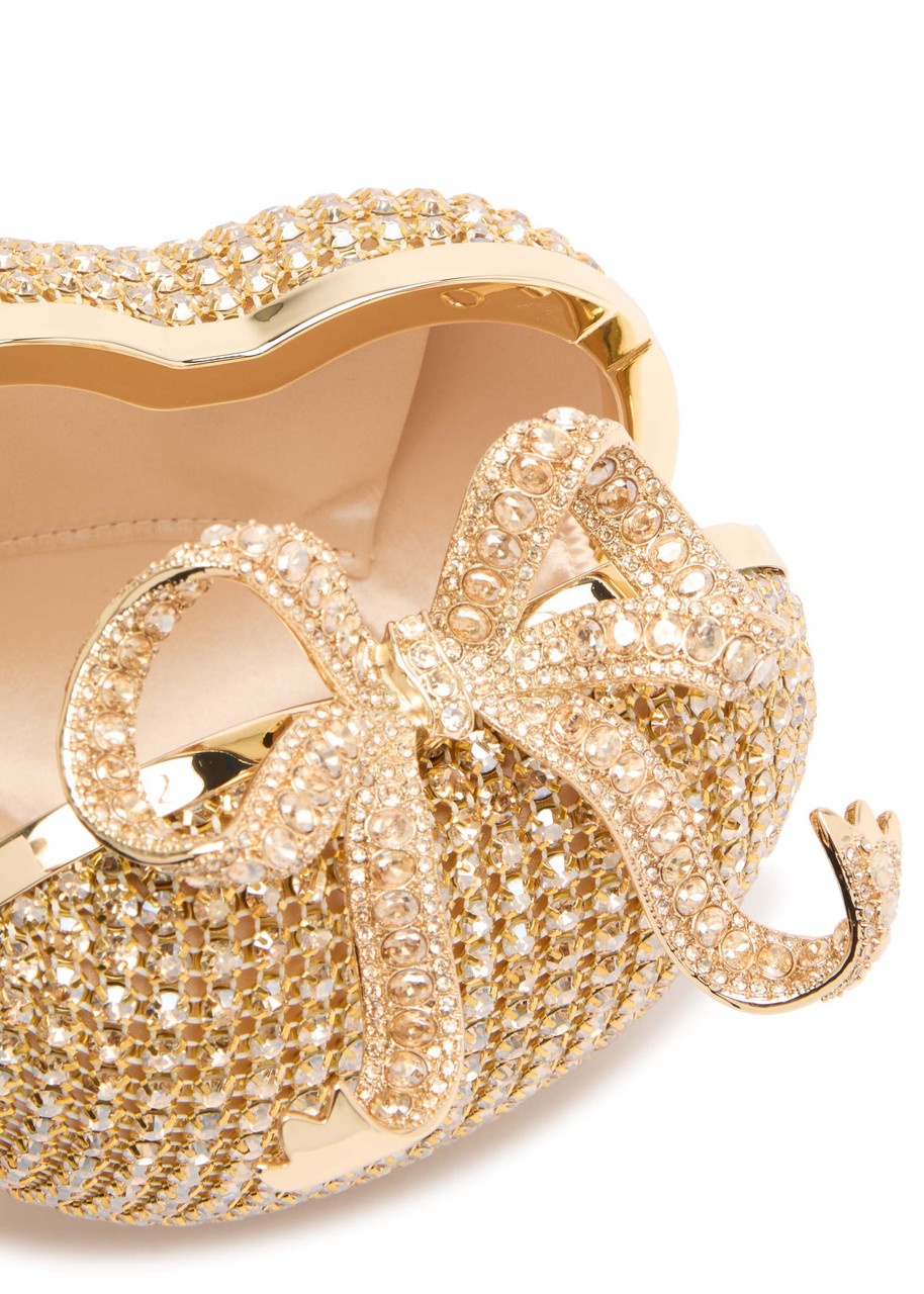Self-portrait Heart Crystal-embellished Satin Clutch - 4