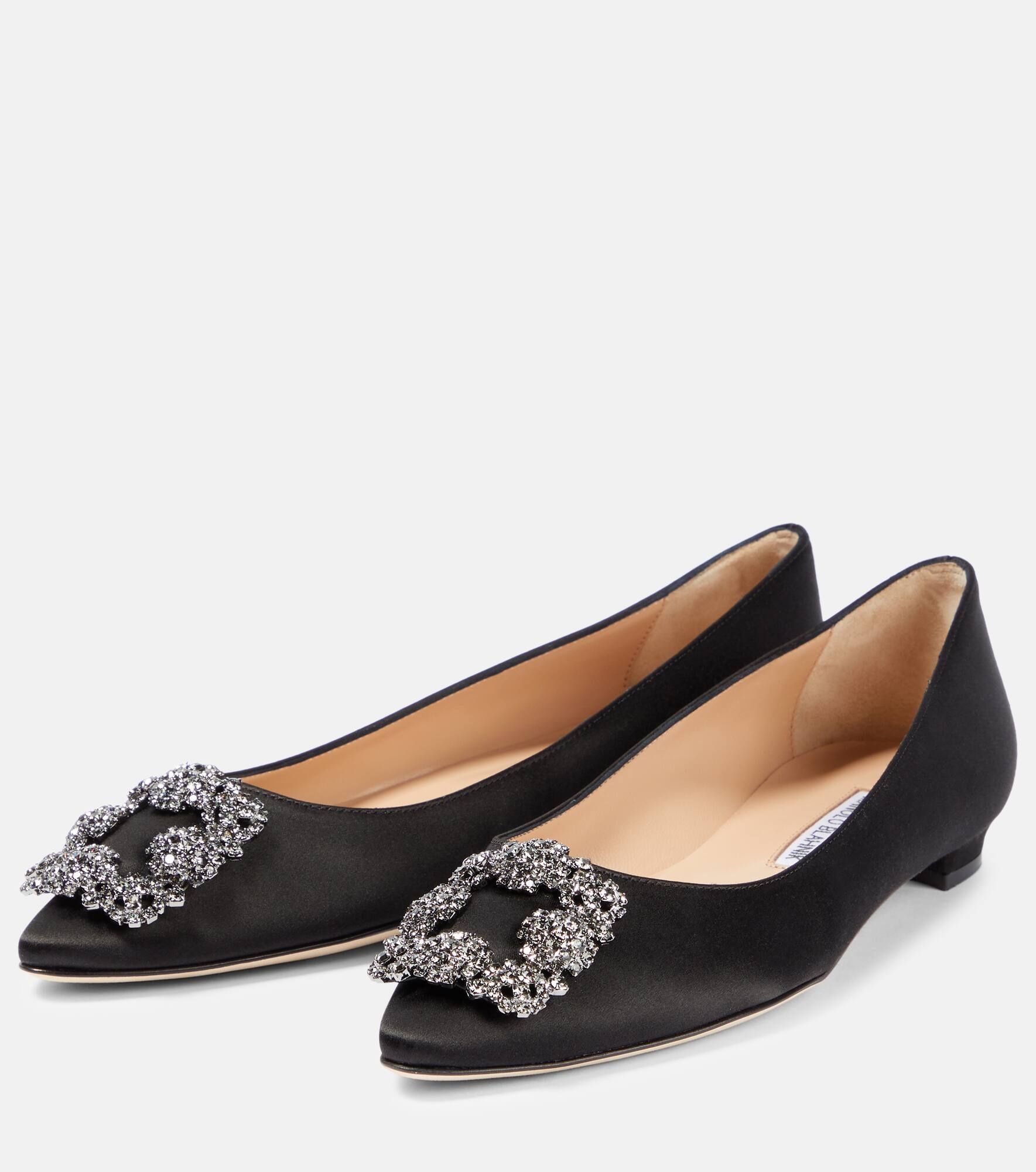 Hangisiflat embellished satin ballet flats - 5