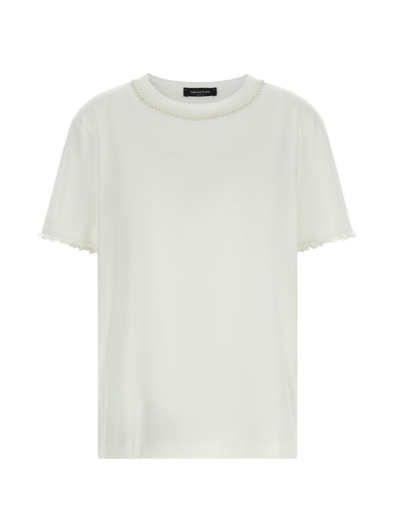 embroidery crew-neck T-shirt 1