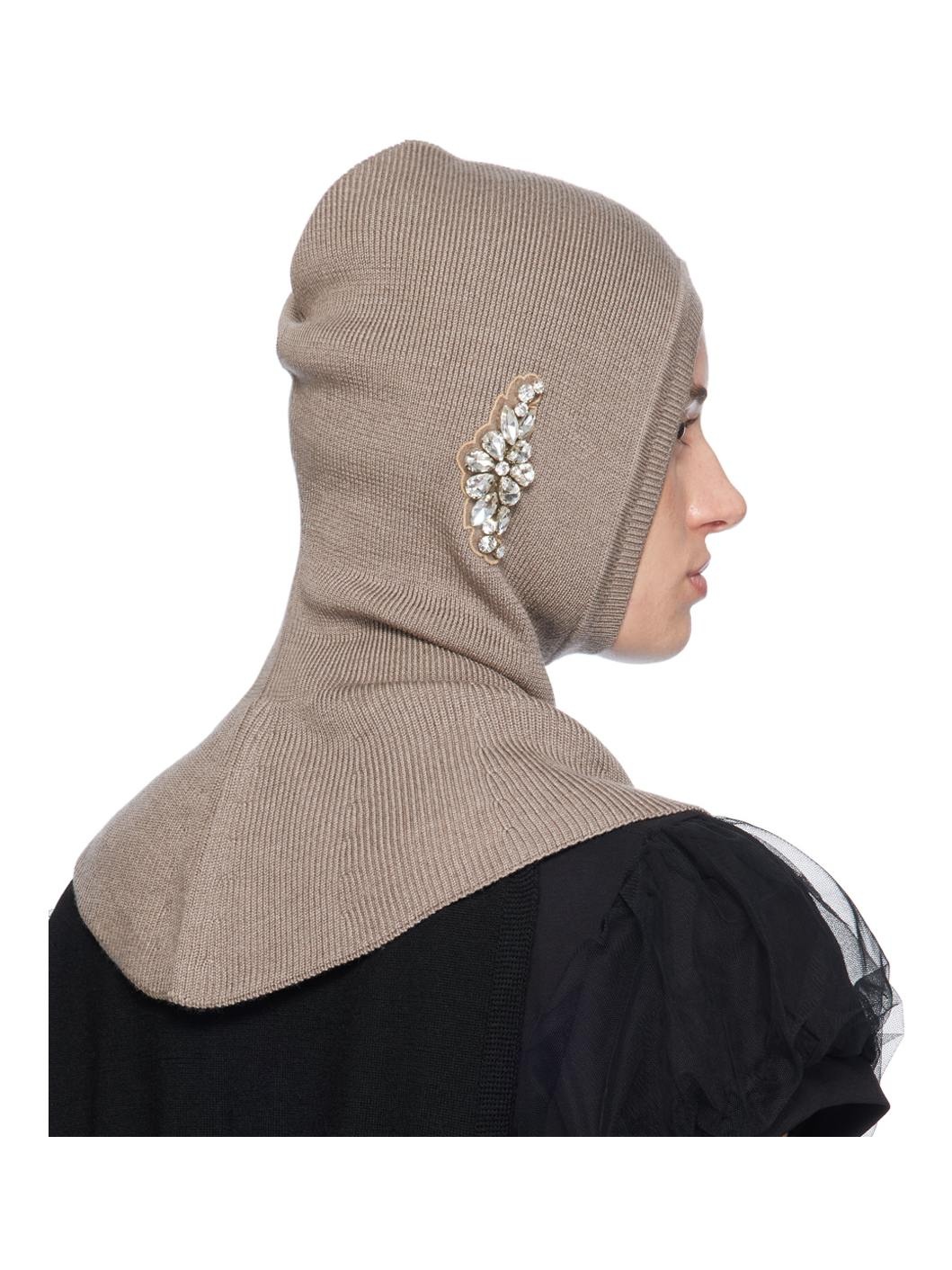 Gray Embellished Pointed Balaclava - 3