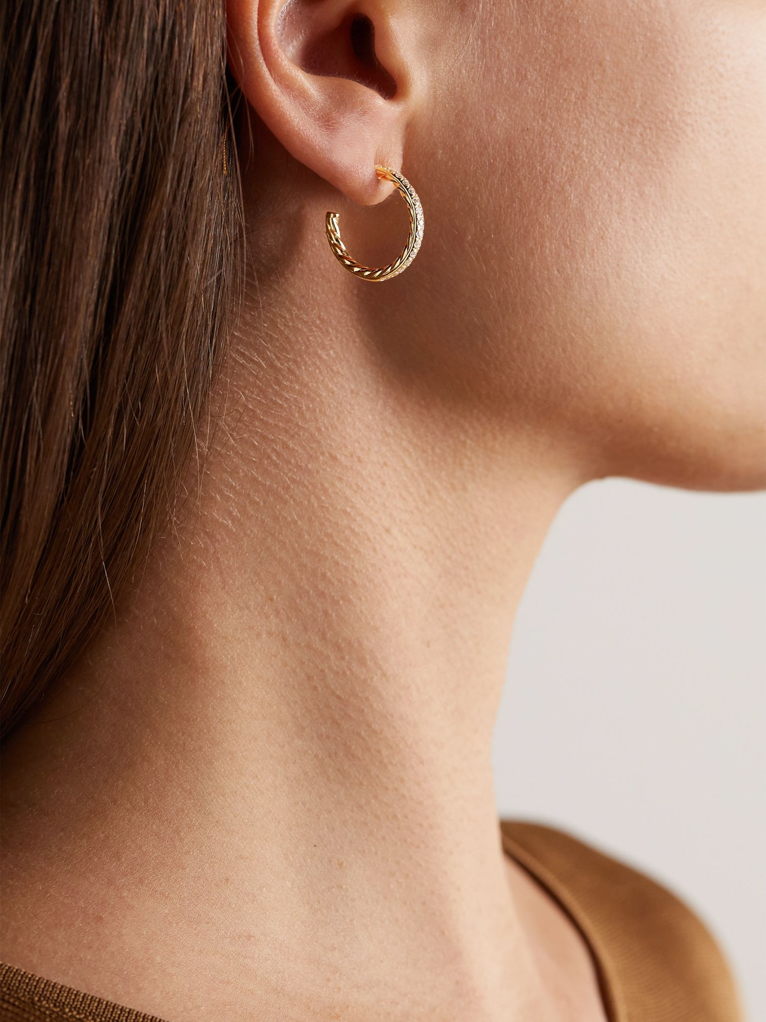 18-karat gold diamond hoop earrings Gold - 2