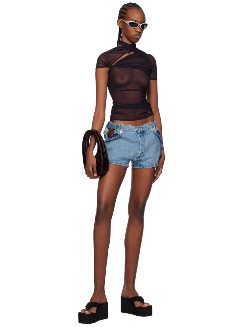 COPERNI Burgundy Asymmetric Draped T-Shirt outlook