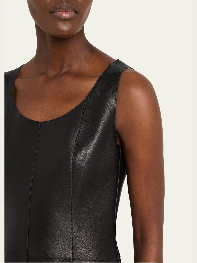 AKRIS Nappa Leather Midi Dress outlook