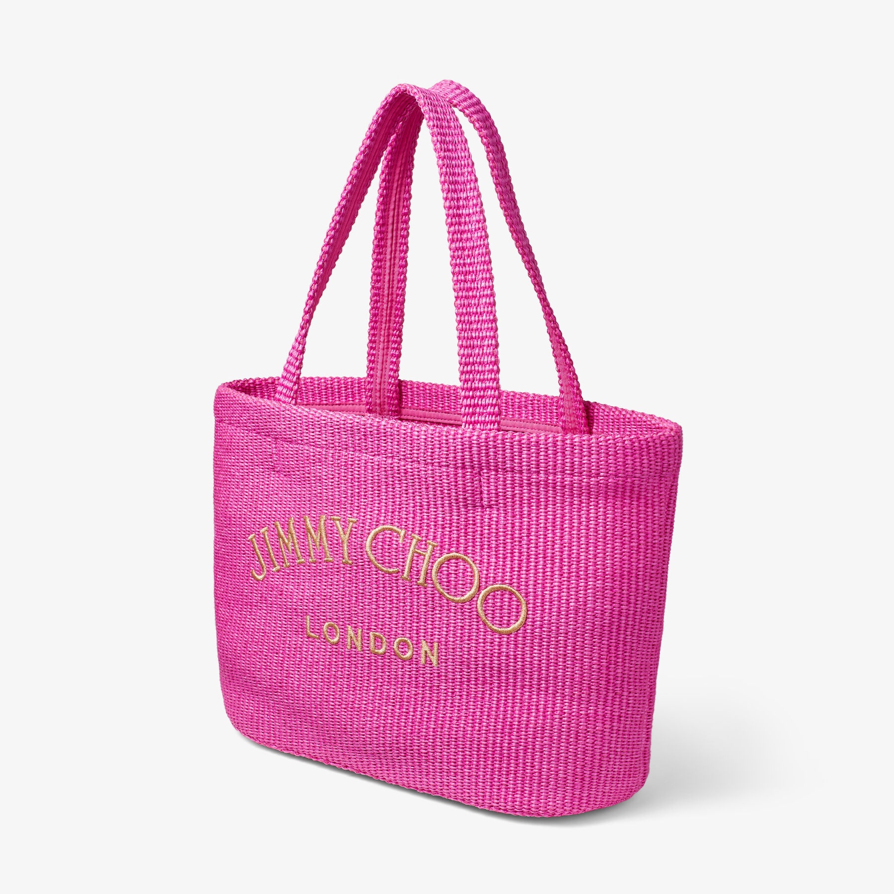 Beach Tote 
Fuchsia Raffia Tote Bag with Jimmy Choo Embroidery - 2