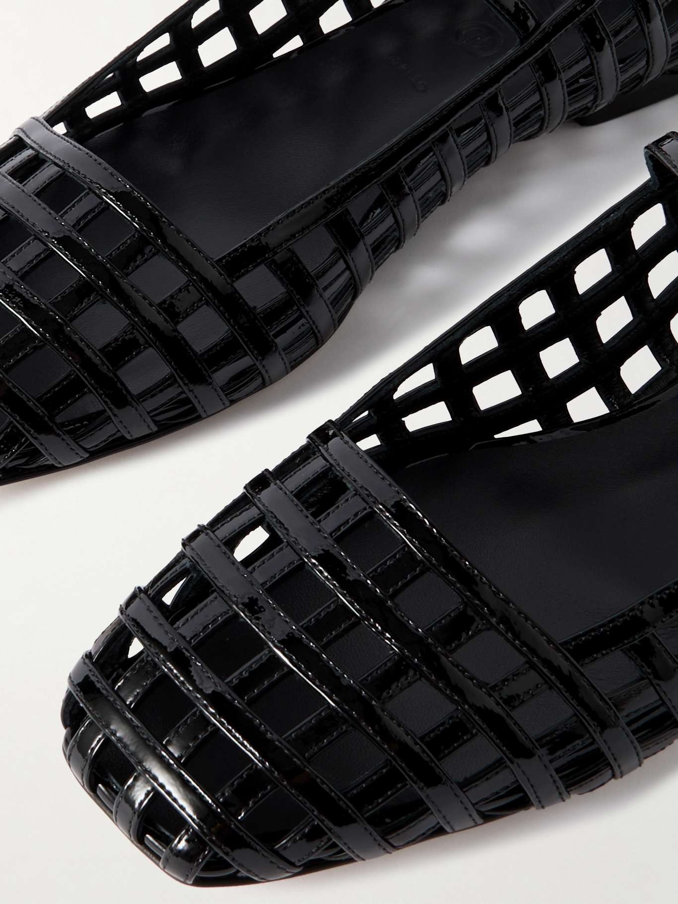 Uma Caged cut-out patent-leather Mary Jane ballet flats Black - 4