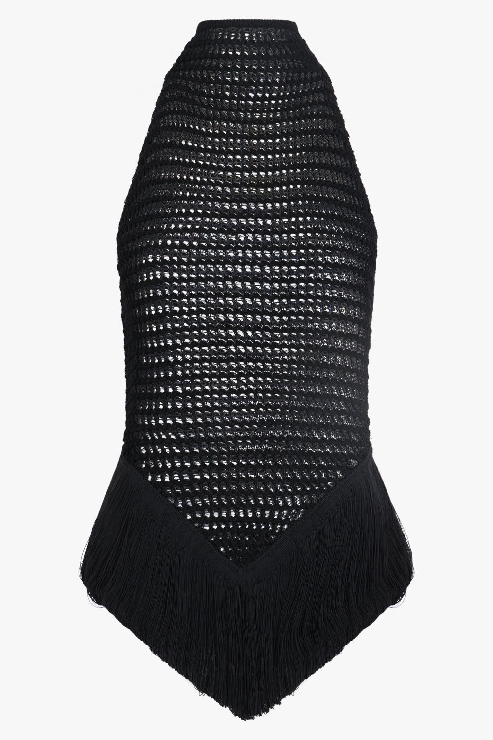 CROCHET KNIT FRINGE TOP | BLACK - 1