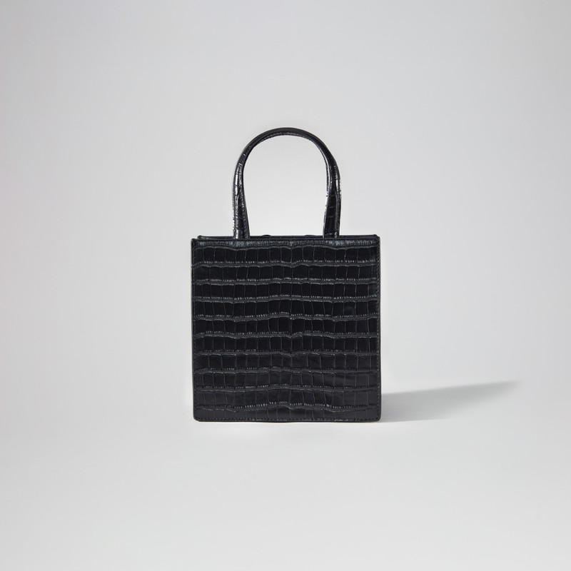 Black Croc Mini Tote Bow Bag 3