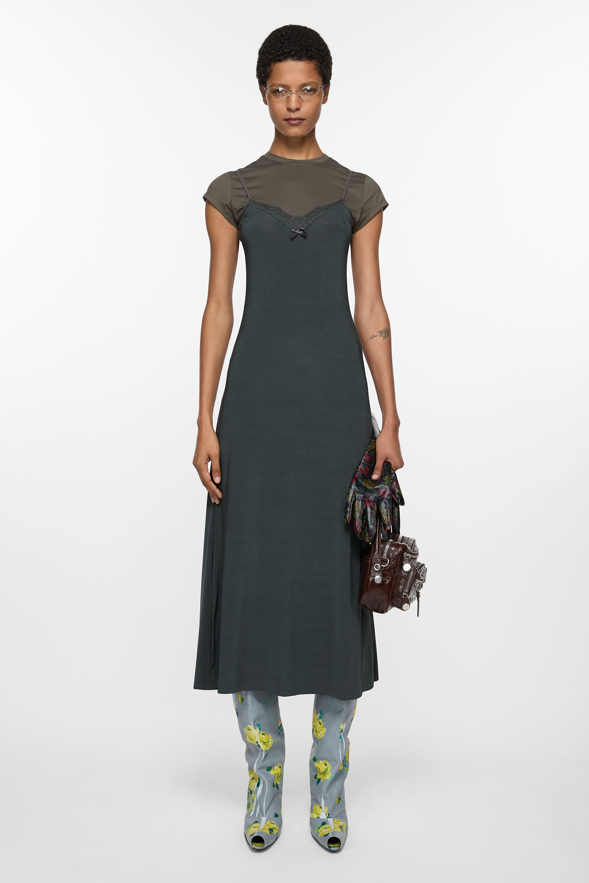 Layered jersey dress - Grey/anthracite - 2