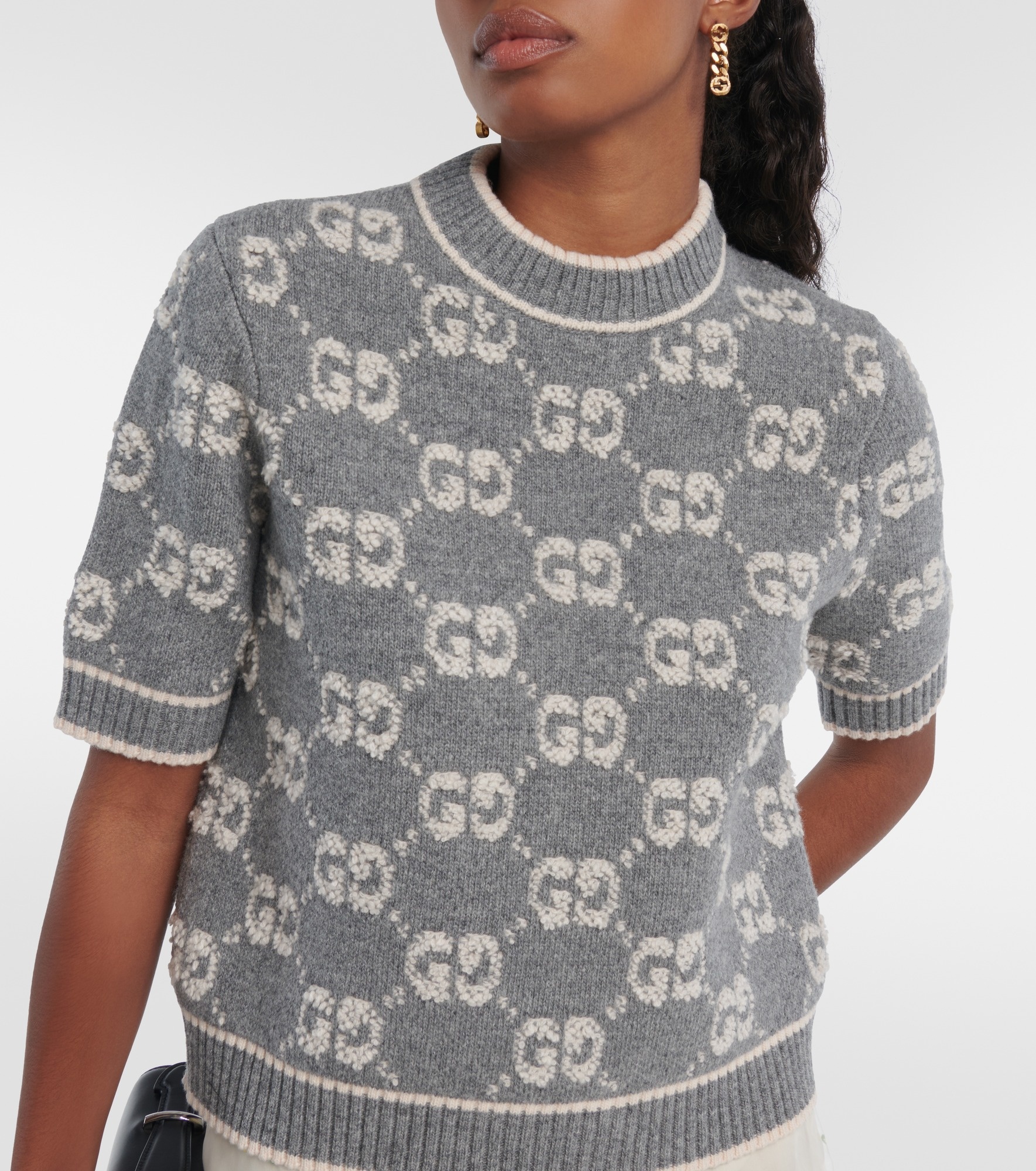 GG jacquard wool top - 4