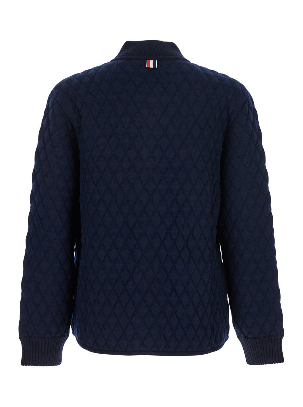 Thom Browne Men Blue Quilted Jacket With Bomber Collar And Logo Embroidery On The Collar In Wool Man - 2