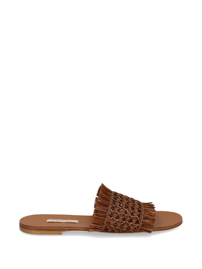 woven-design fringed sandals 1