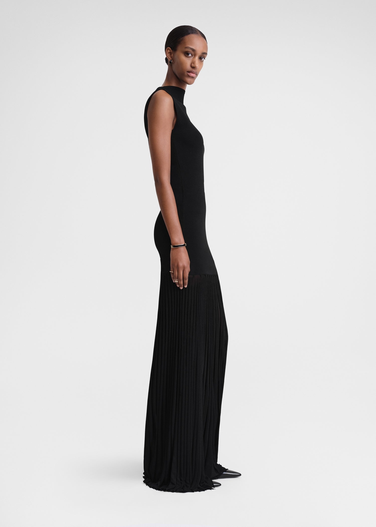 Plissé-knitted evening dress black - 3