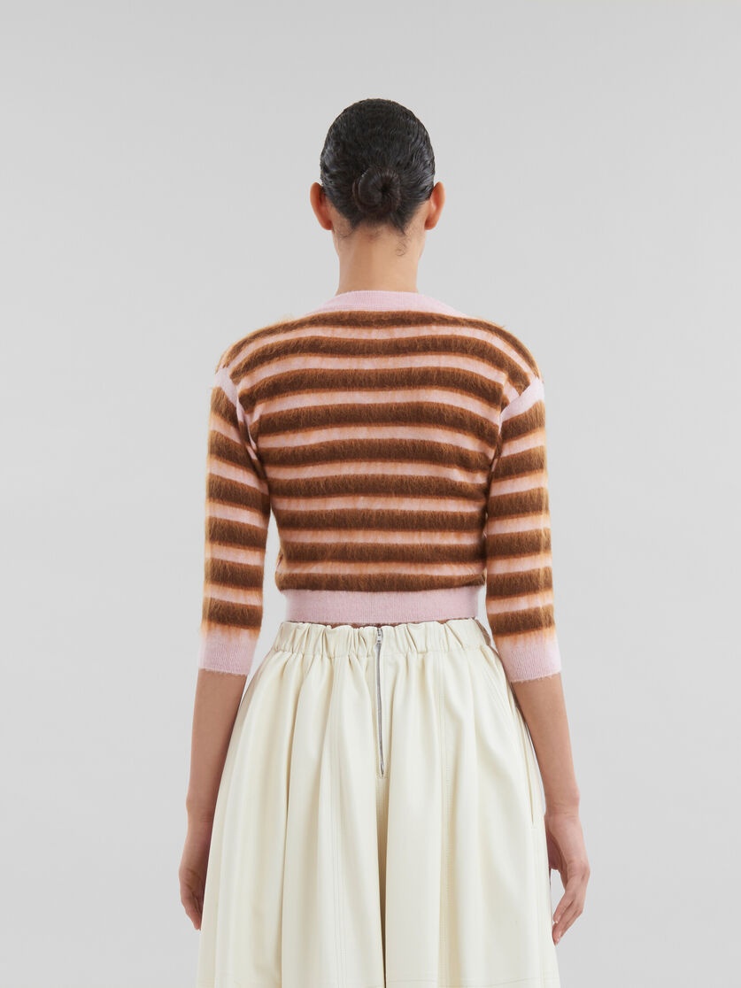 PINK STRIPED WOOL-MOHAIR CARDIGAN - 3