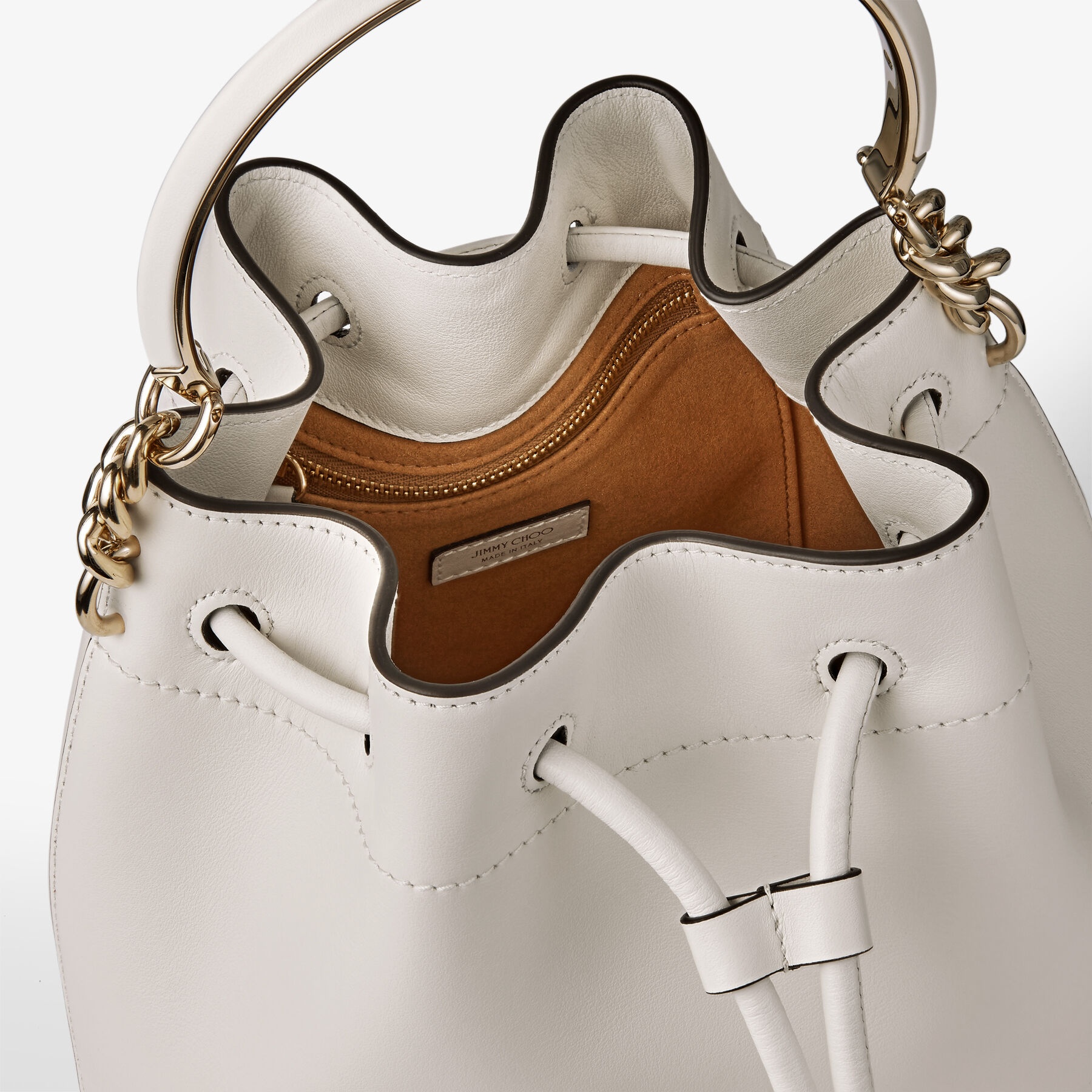 Bon Bon Bucket
Latte Soft Shiny Smooth Calf Leather Bucket Bag - 6