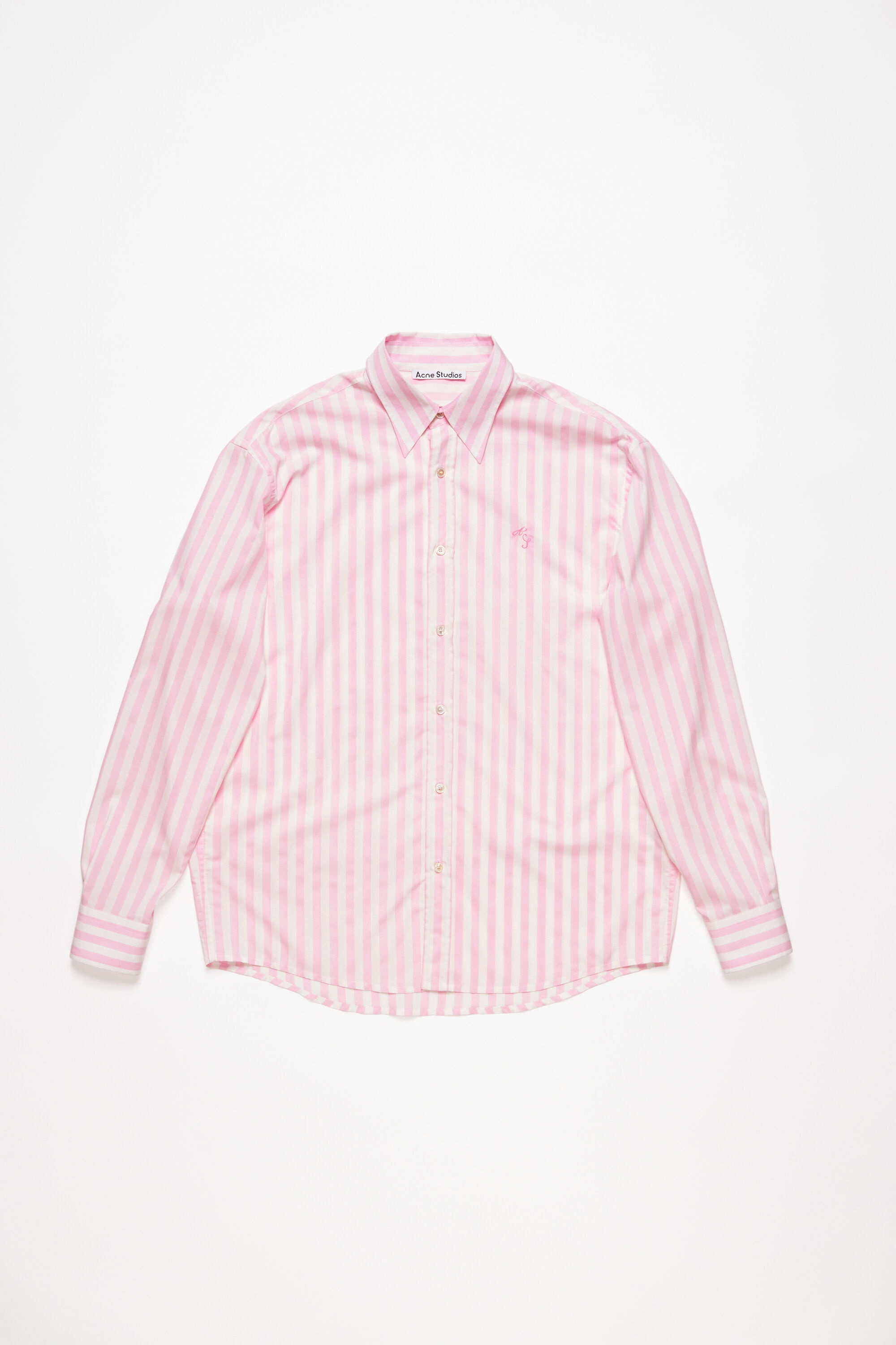Stripe button-up shirt - Pink/white - 1