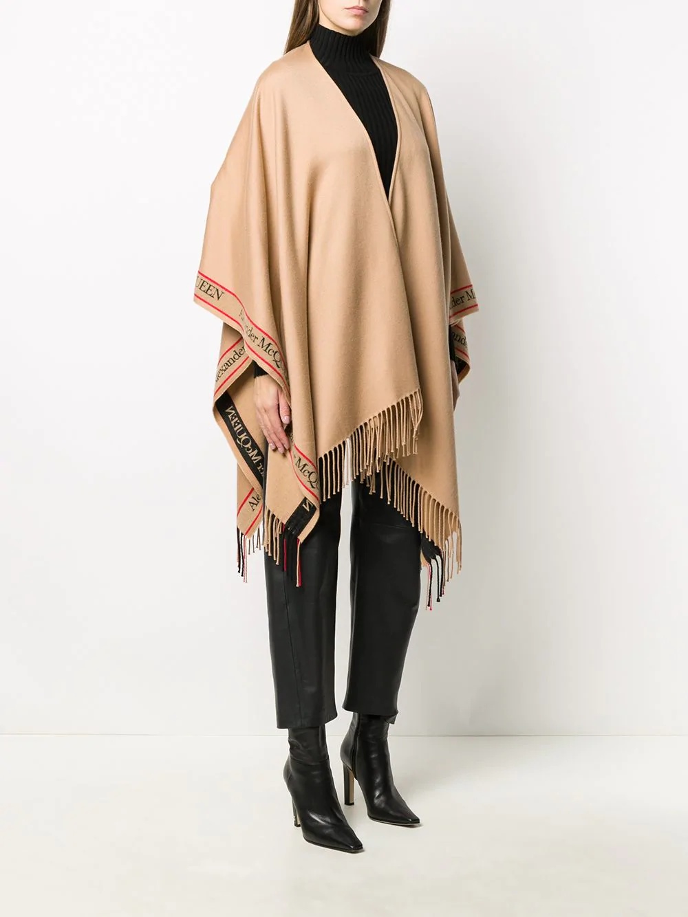 logo band fringed scarf - 3