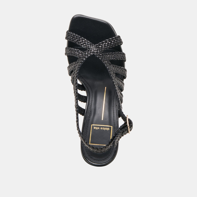 SICILY HEELS BLACK WOVEN LEATHER 8