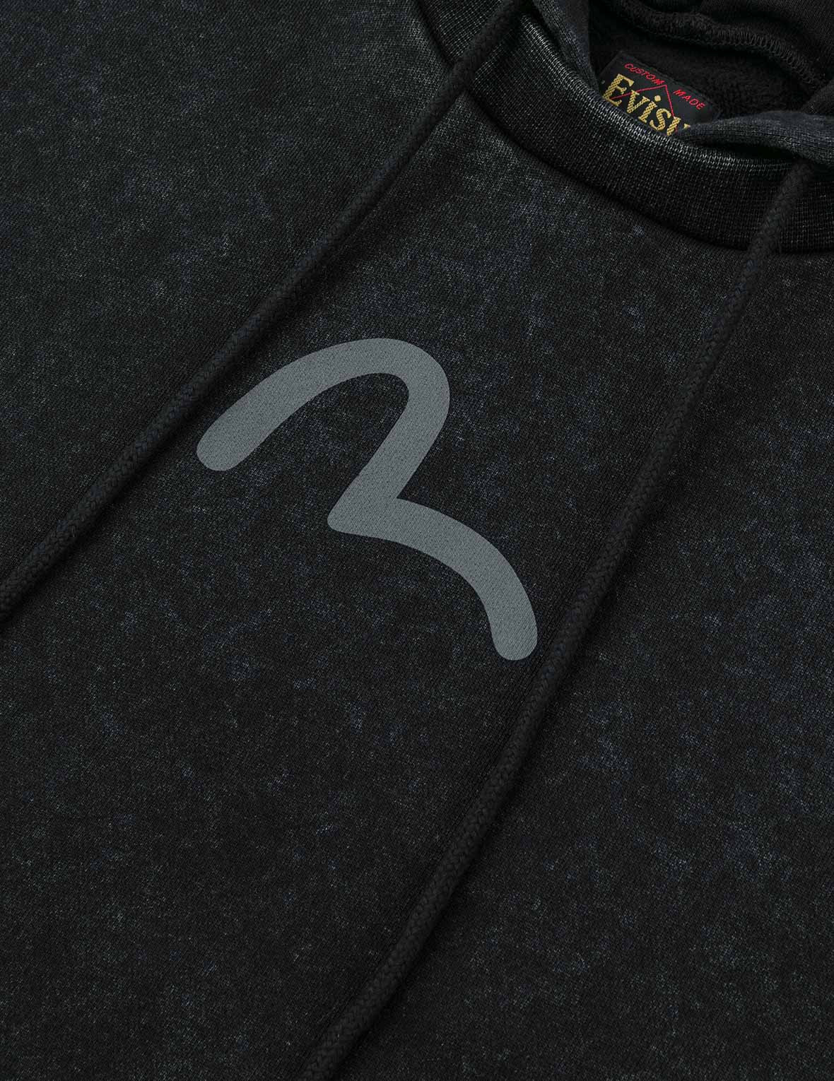 Washed Seagull and Logo Print Relax Fit Hoodie - 8