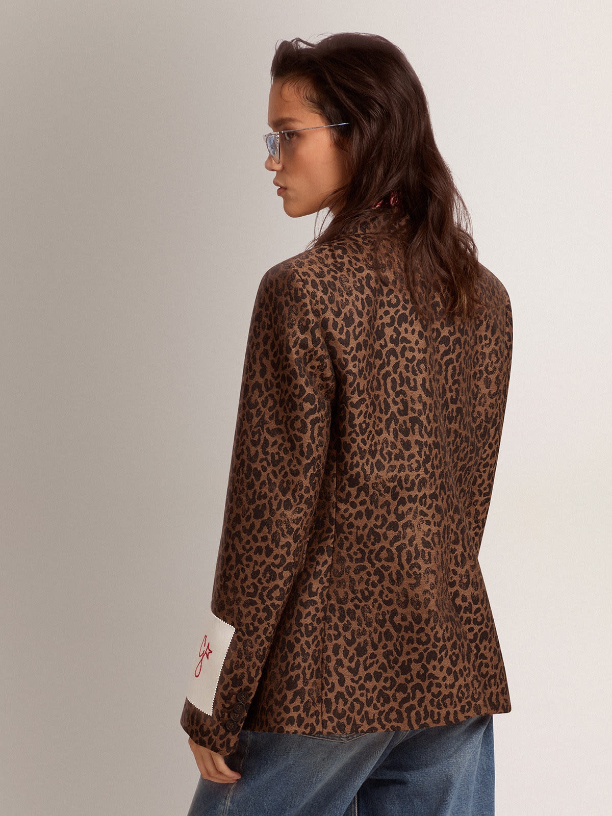 Golden Collection single-breasted blazer in wool with jacquard animal pattern - 4