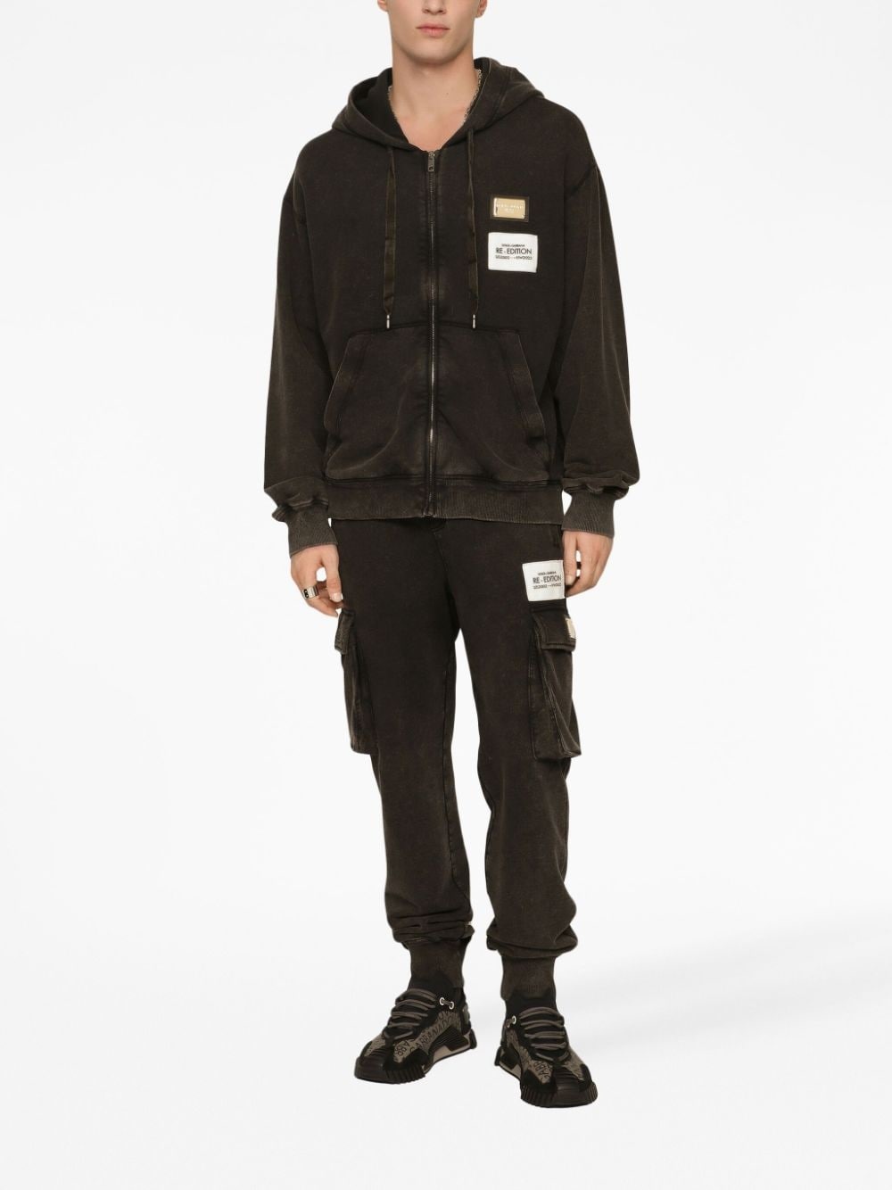 logo-patch tapered cargo trousers - 3