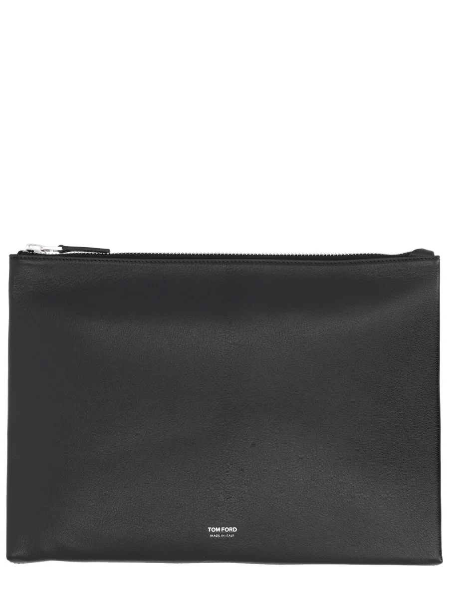 LEATHER CLUTCH BAG WITH LOGO - 1