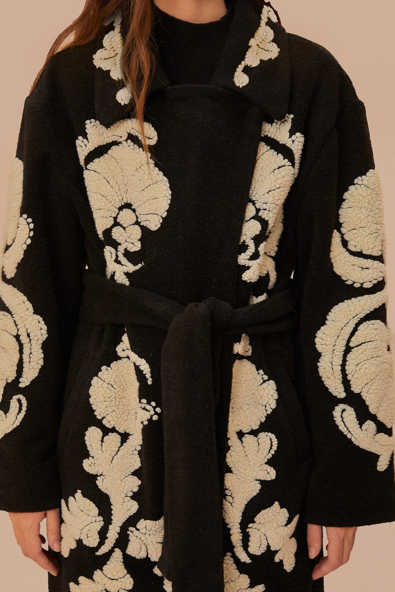 Black And White Helen Fleece Coat 4