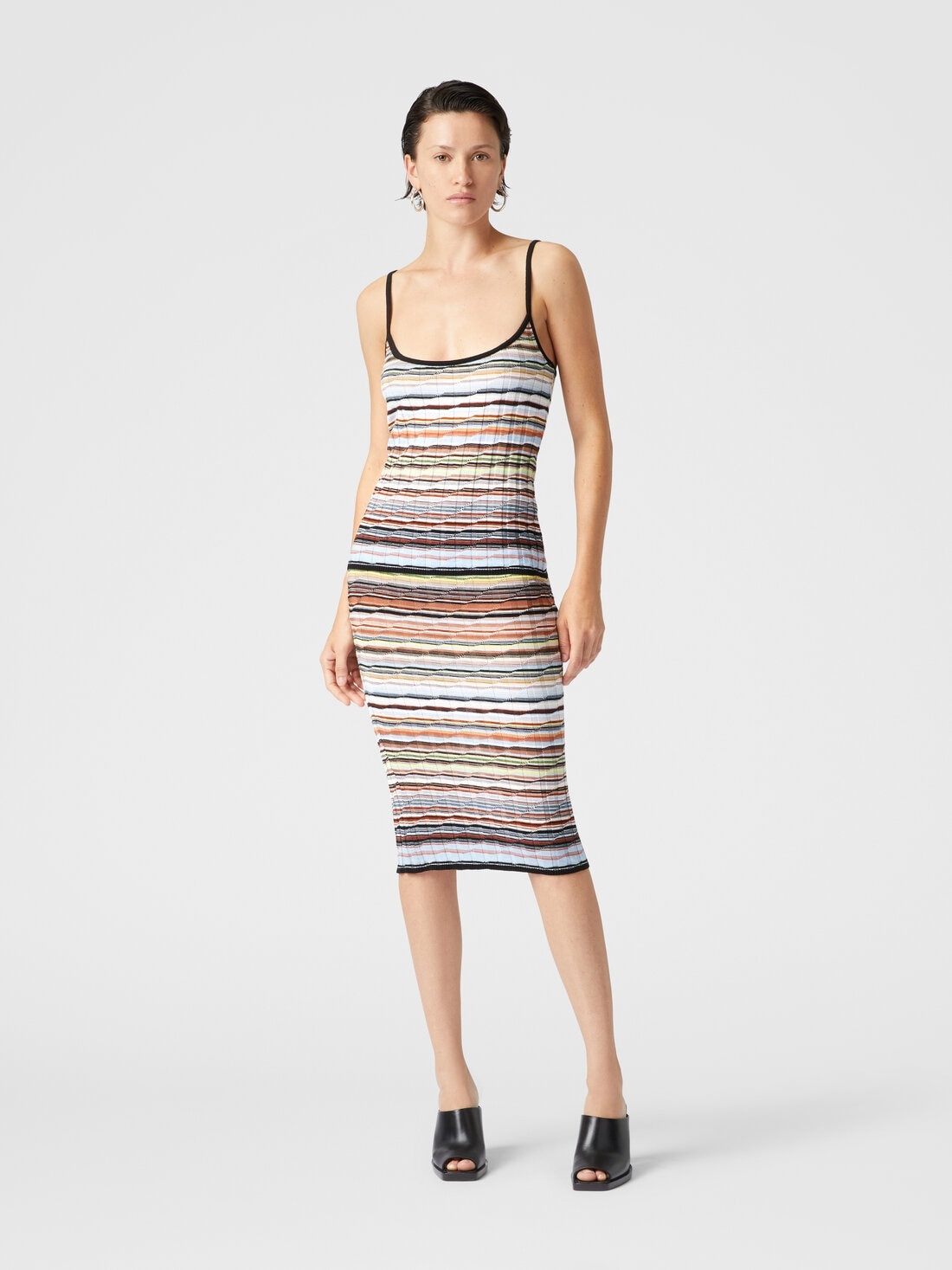 Striped cotton and viscose ribbed tank top with contrasting trim - 2
