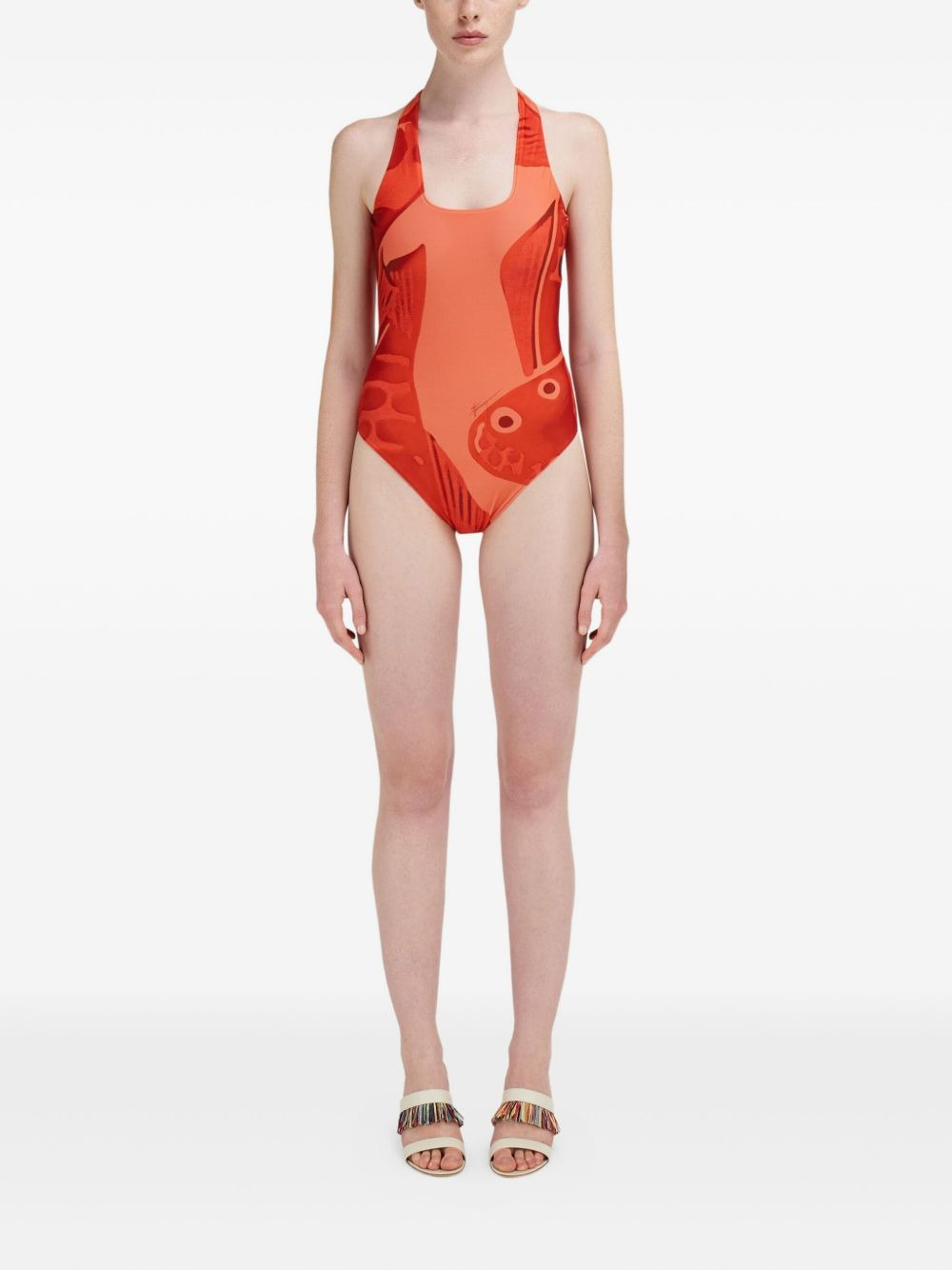 Fish-print swimsuit - 2