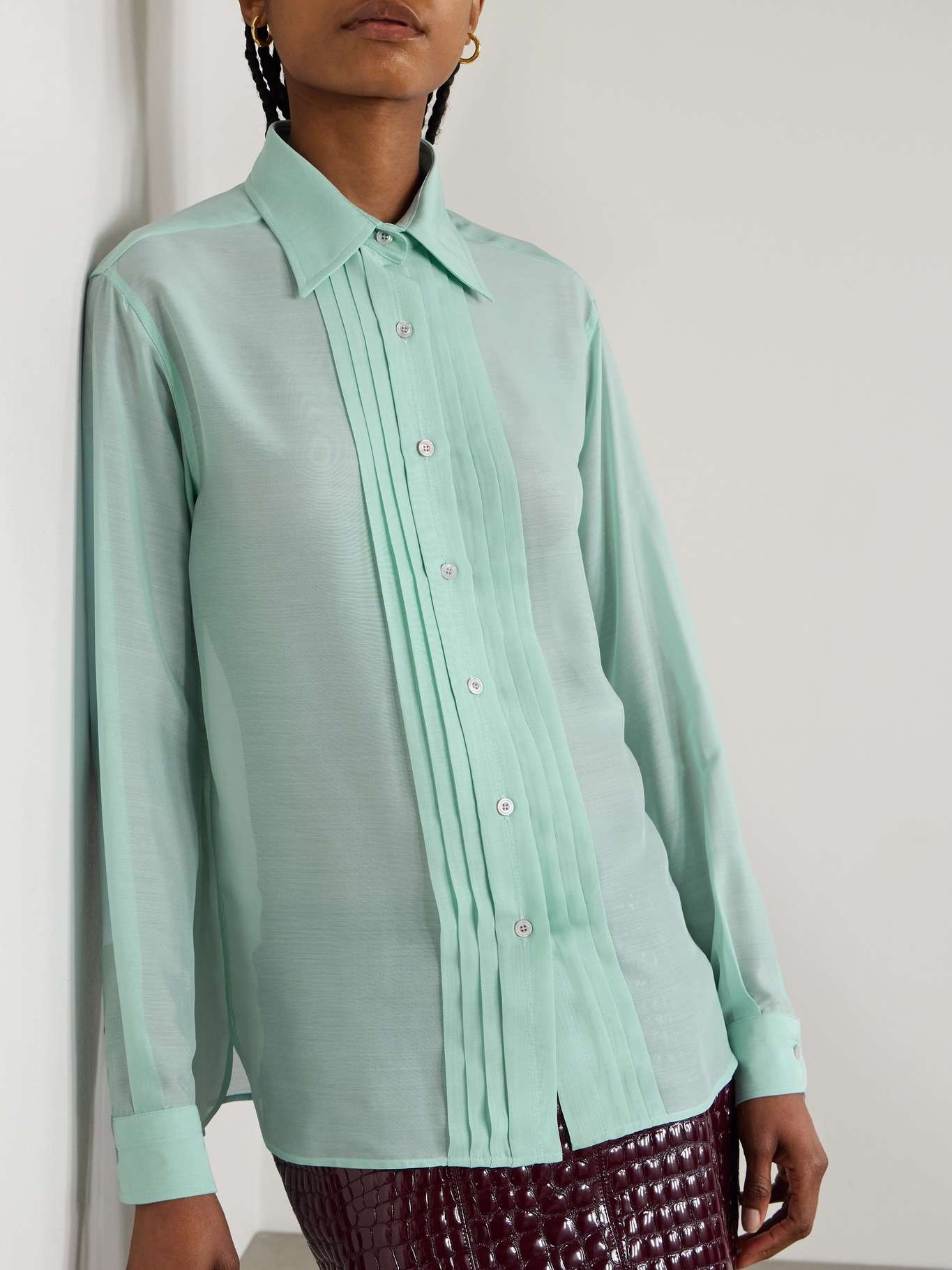 Pleated silk shirt - 3