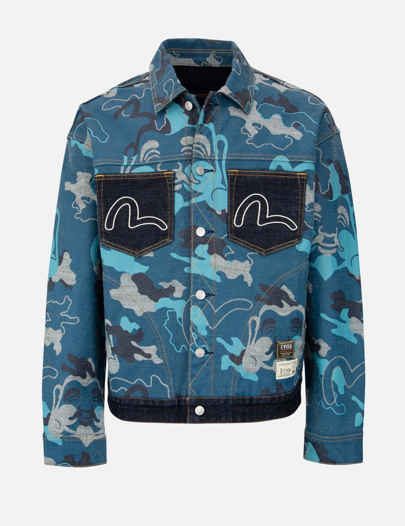 Allover Camouflage-Pattern Reversible Denim Jacket 1
