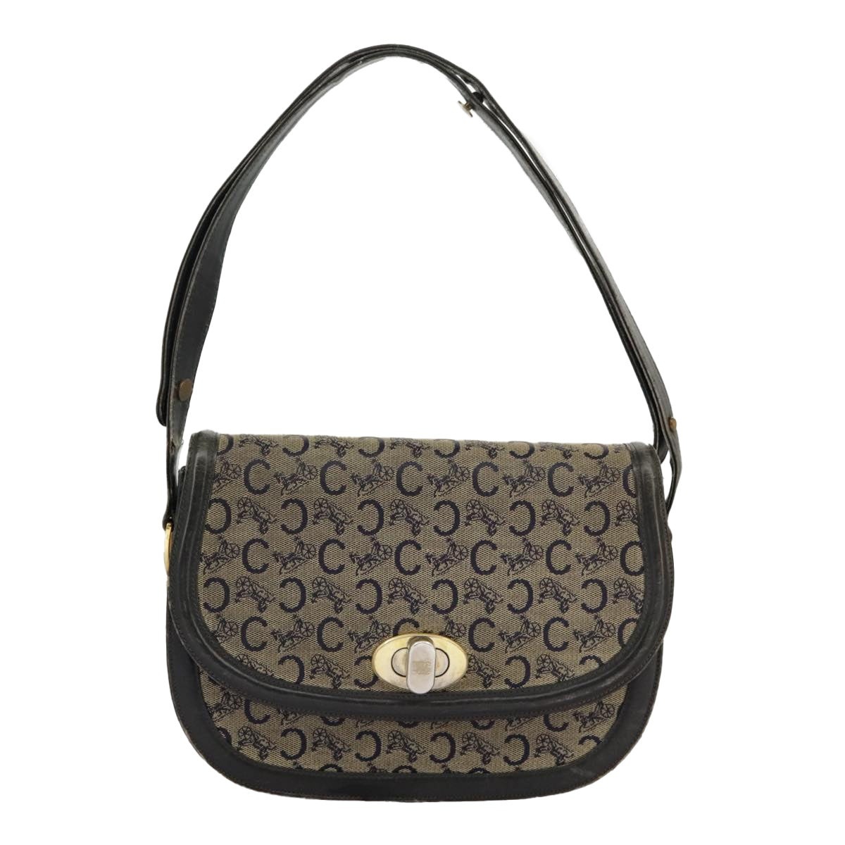 CELINE C Sulky Shoulder Bag Canvas Navy Beige - 2