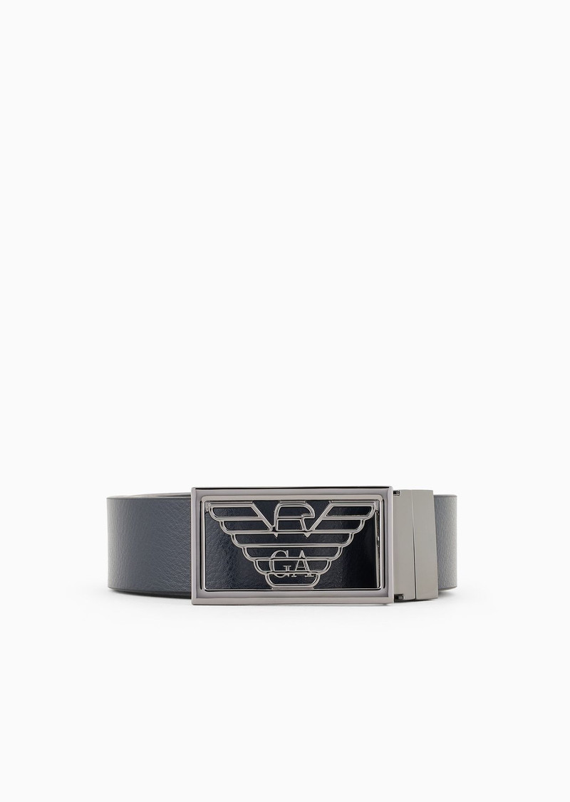 Two-toned reversible leather belt with one side in palmellato leather - 1
