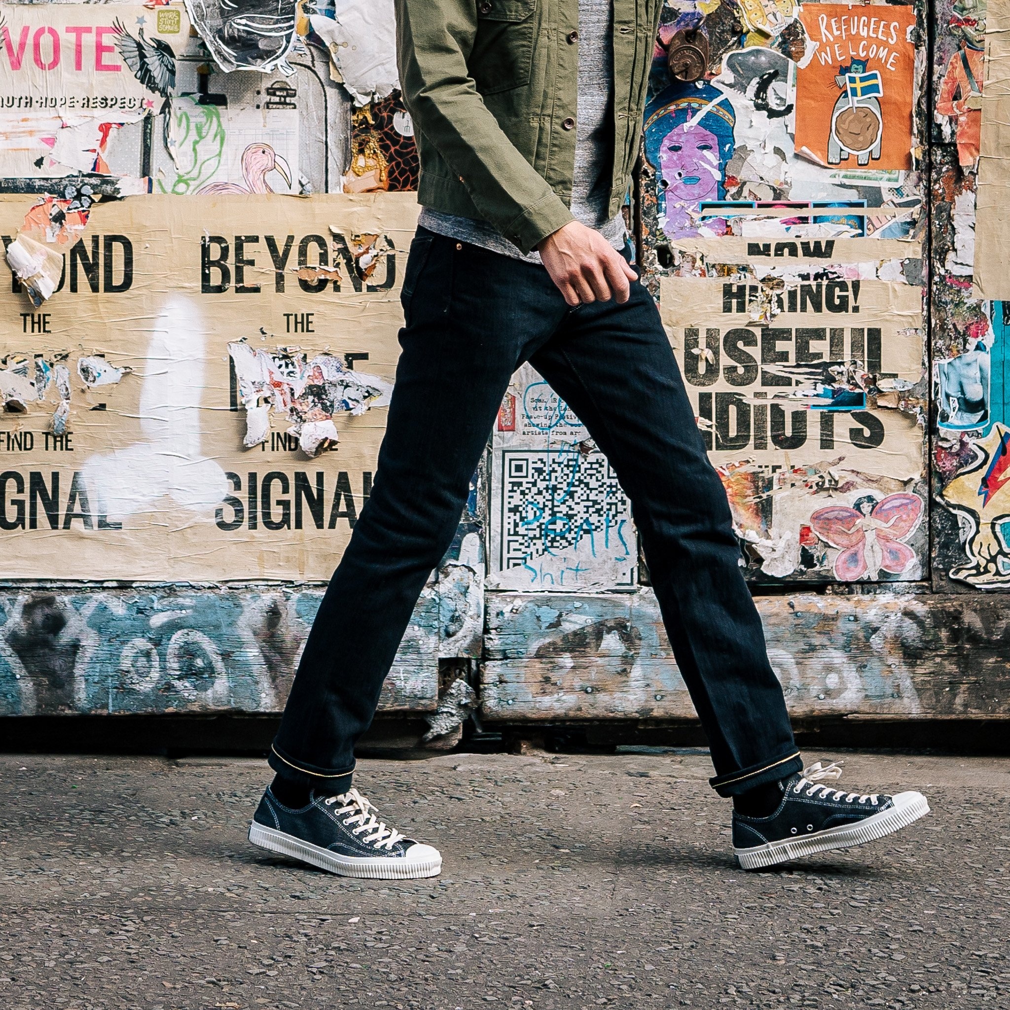IH-555S-SLBod 16oz Slubby Selvedge Denim Super Slim Cut Jeans - Indigo Overdyed Black - 4