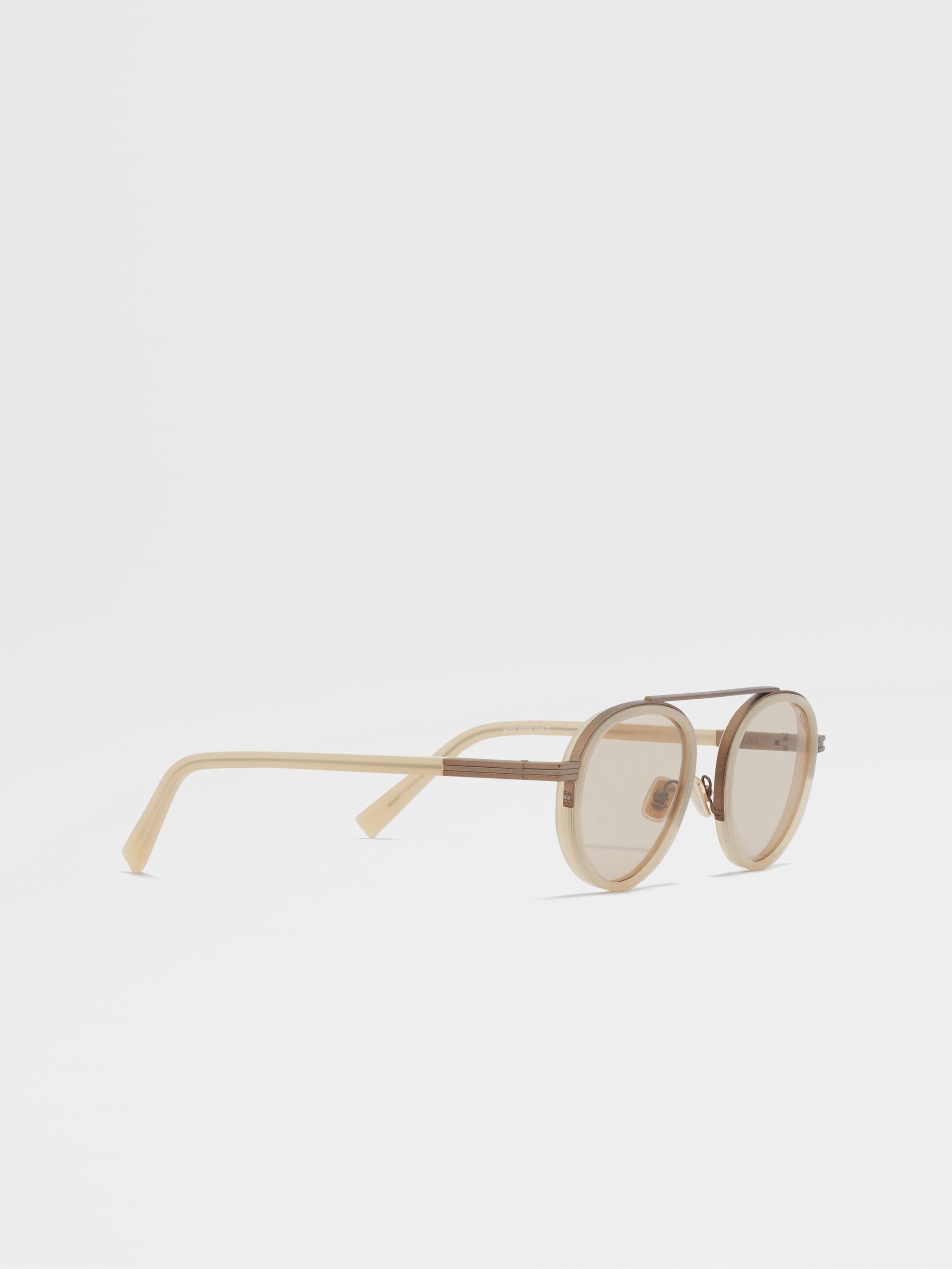 BEIGE ORIZZONTE II ACETATE AND METAL SUNGLASSES - 3