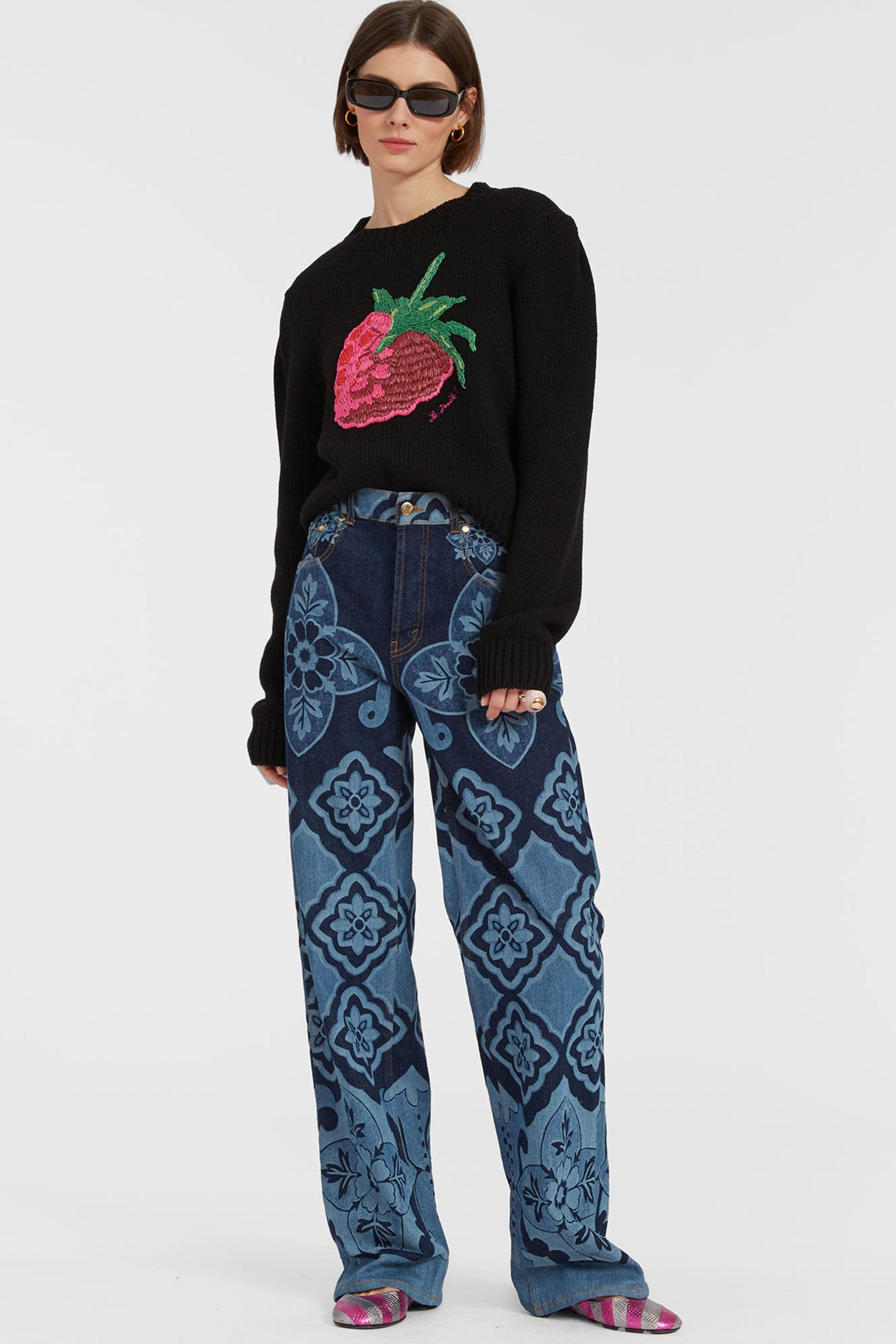 La DoubleJ Lampone Sweater Embroidered Black at Nordstrom - 1