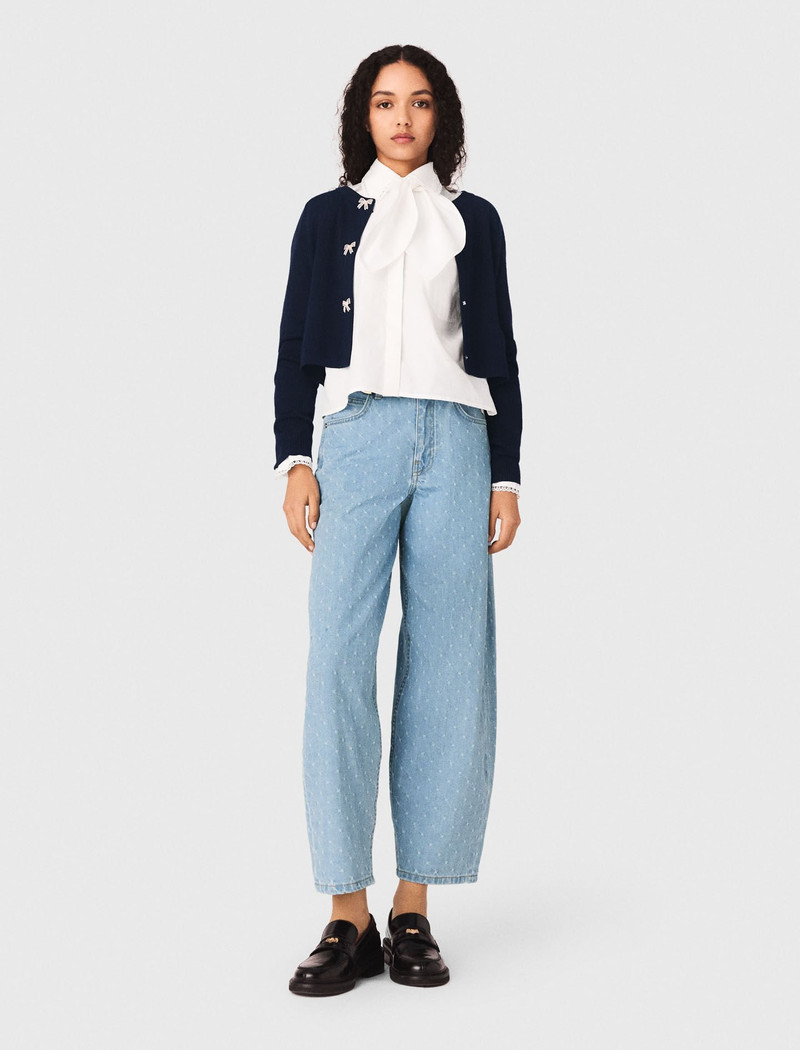 maje Jewelled bow-button cardigan outlook