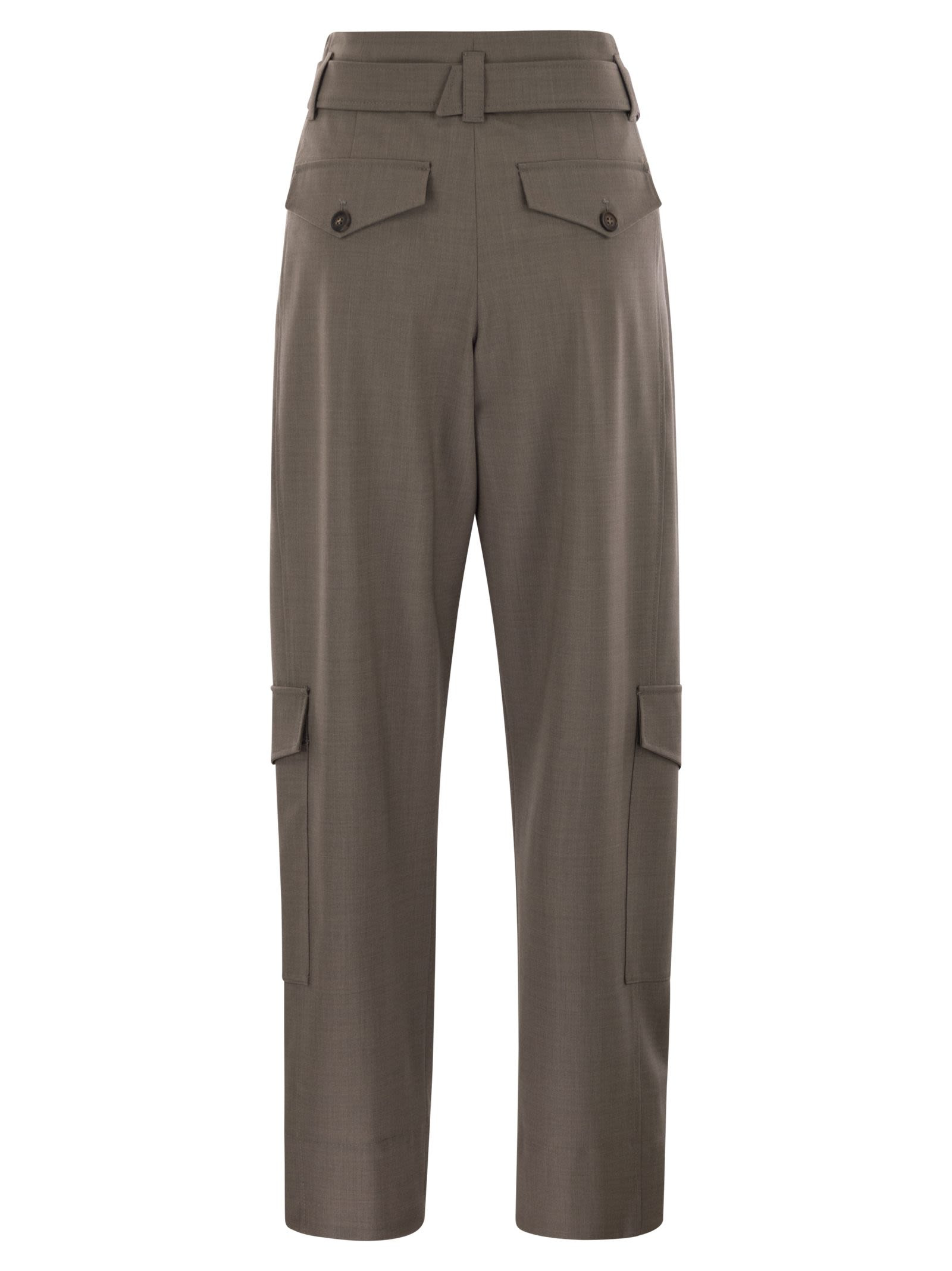 Brunello Cucinelli Women Tropical Luxury Wool Utility Trousers - 2