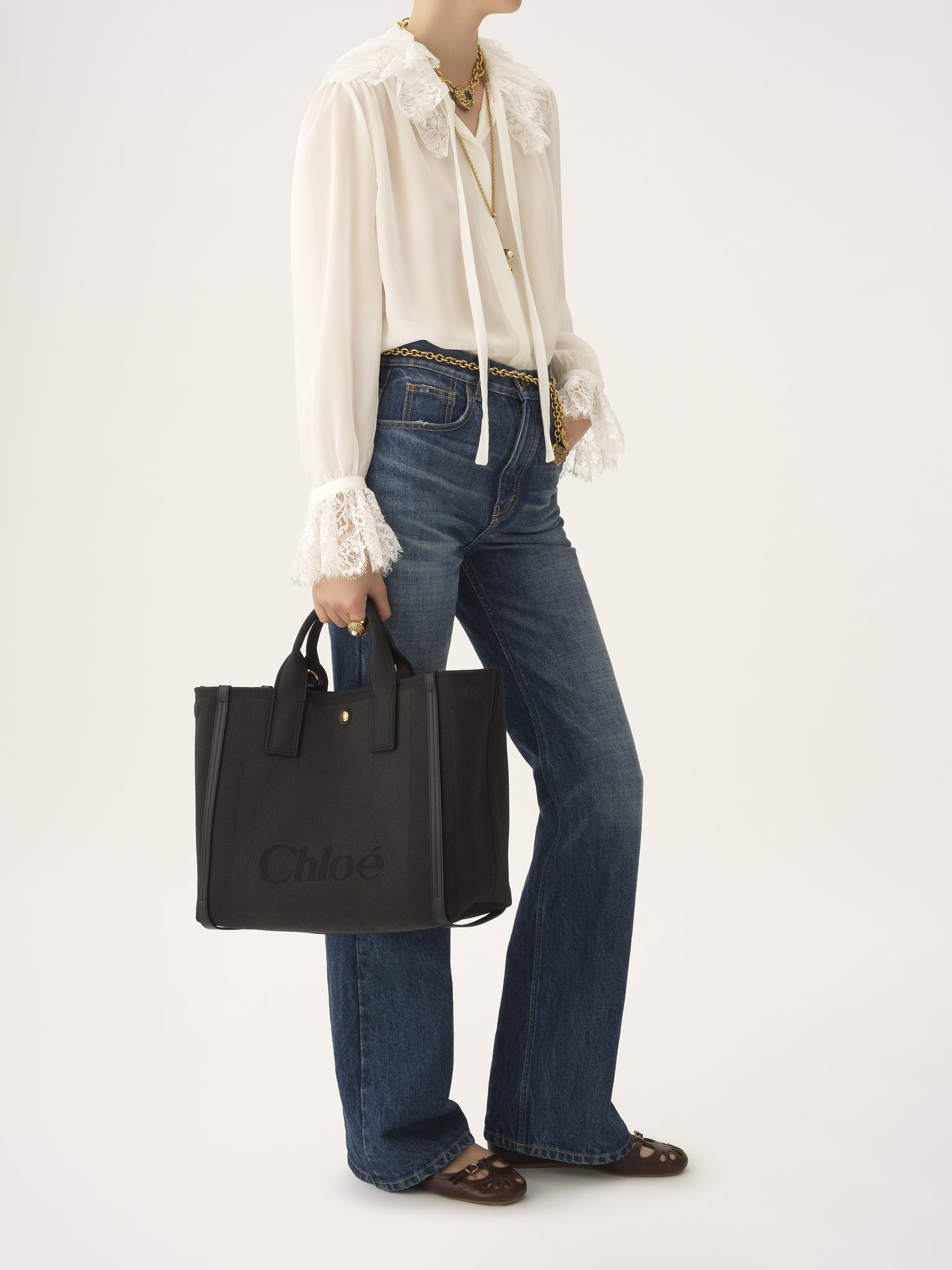 CHLOÉ CARRY TOTE BAG IN CANVAS - 7