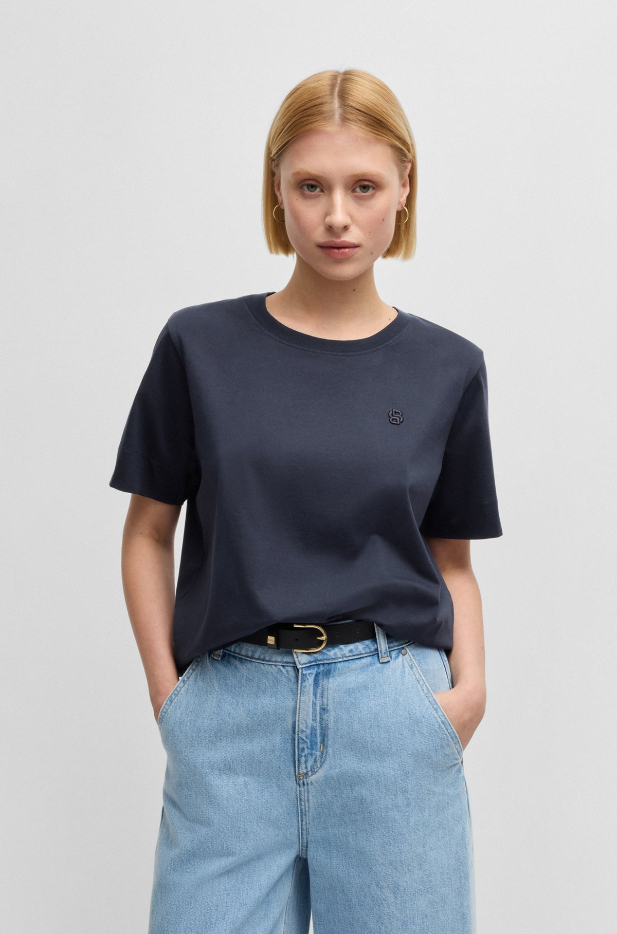 MERCERIZED-COTTON T-SHIRT WITH DOUBLE B MONOGRAM - 2