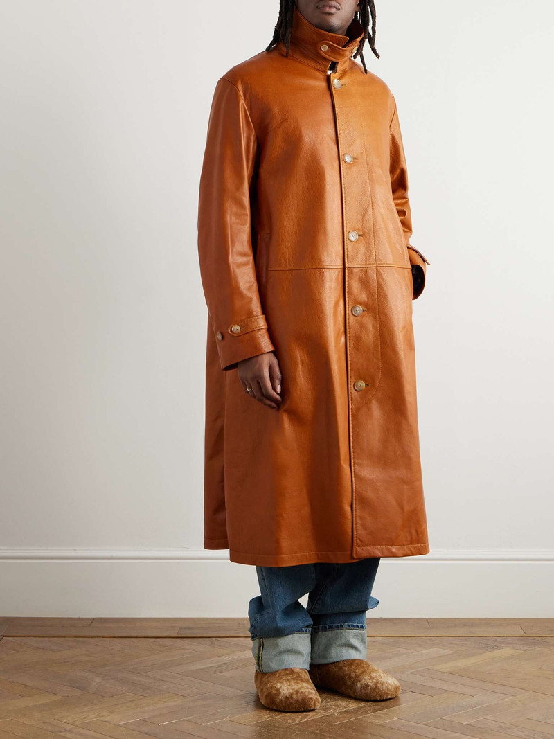 Panelled Glossed Textured-Leather Coat 3