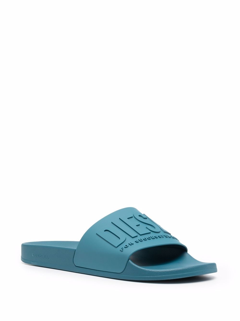 embossed-logo open-toe slides - 2