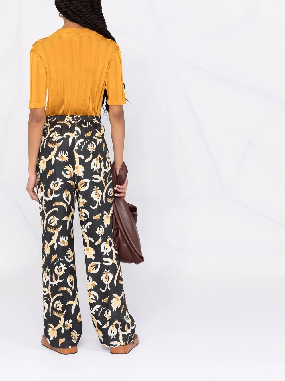 graphic floral-print elasticated-waist trousers - 4