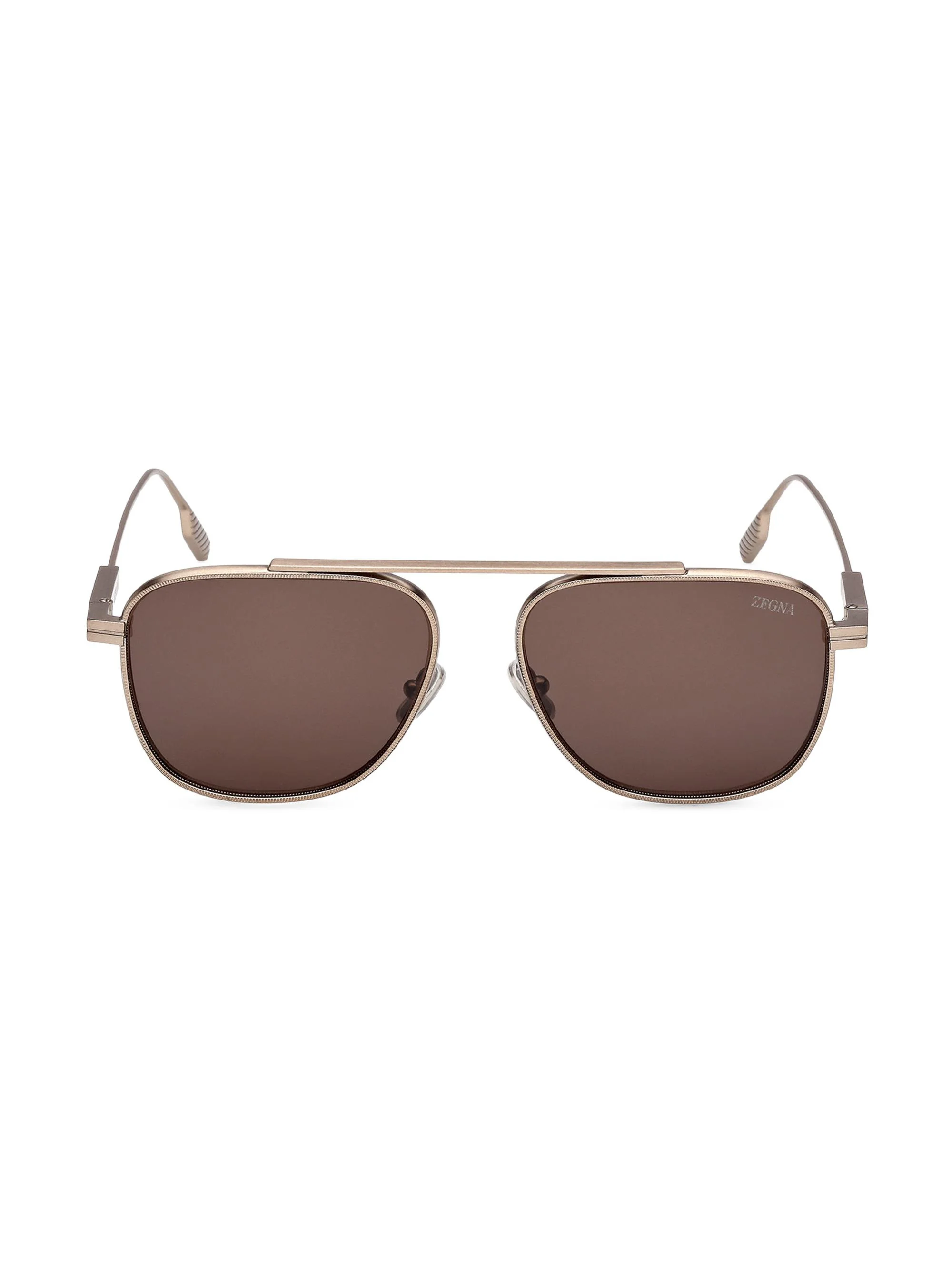 Men's 57MM Round Sunglasses - Light Bronze Brown - 1